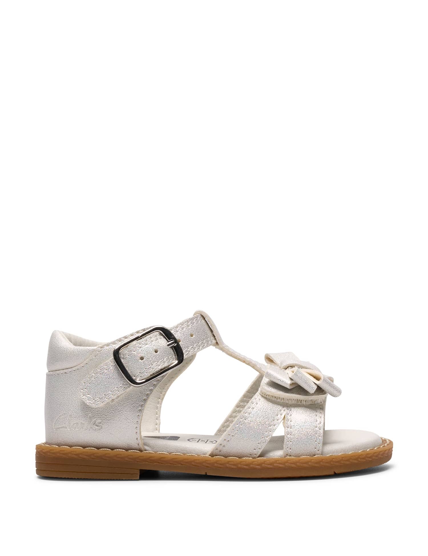 Clarks Luana Bow T-Bar White Sandals (4-6 Small) White