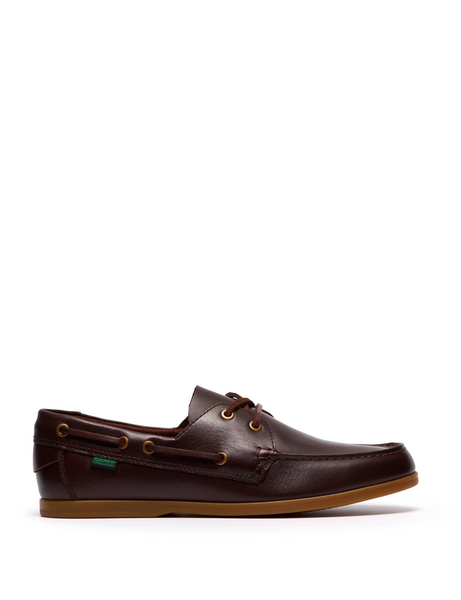 Clarks Wide Fit Leather Boat Shoes Brown