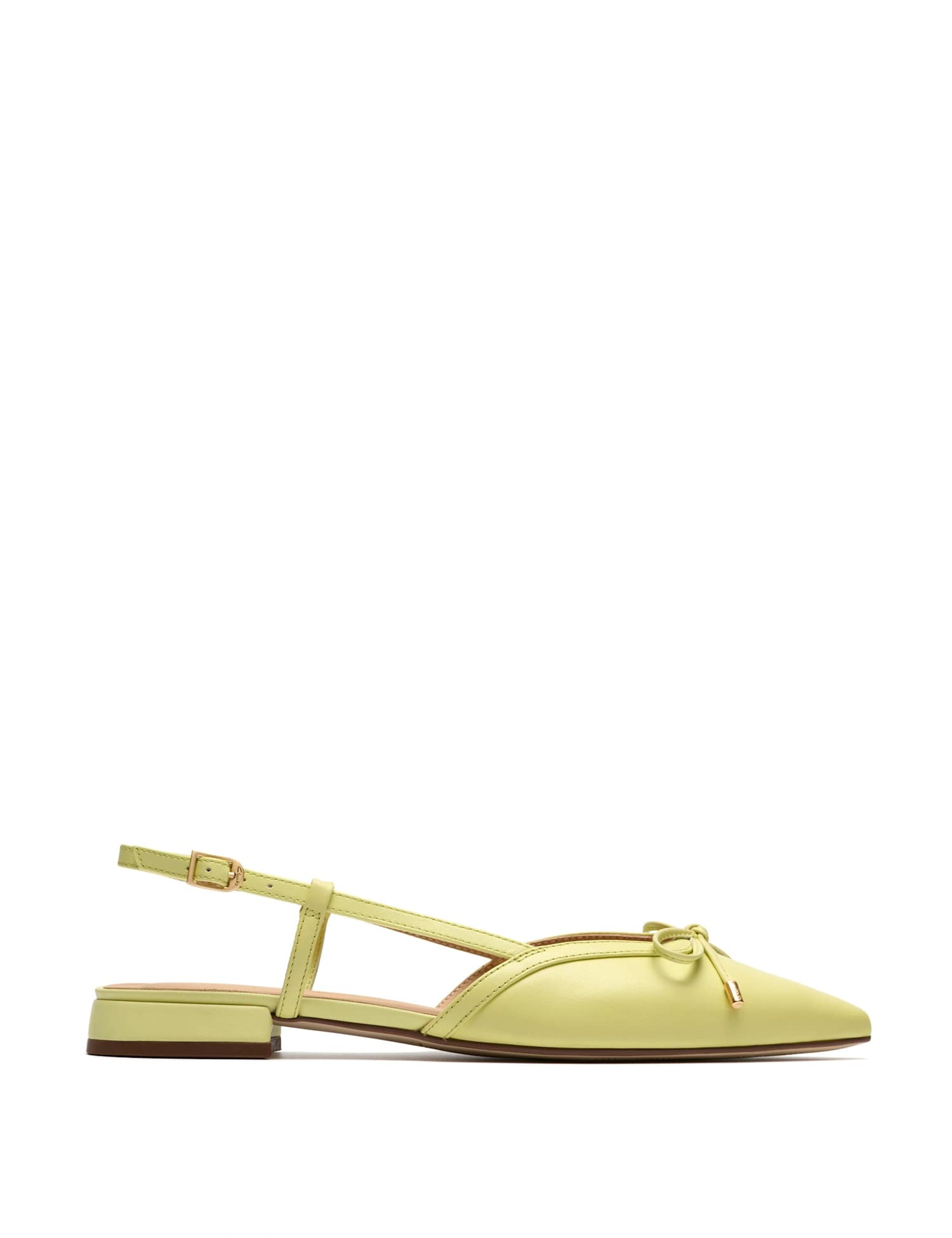 Clarks Sensa15 Leather Bow Flat Pointed Sandals Lime Green