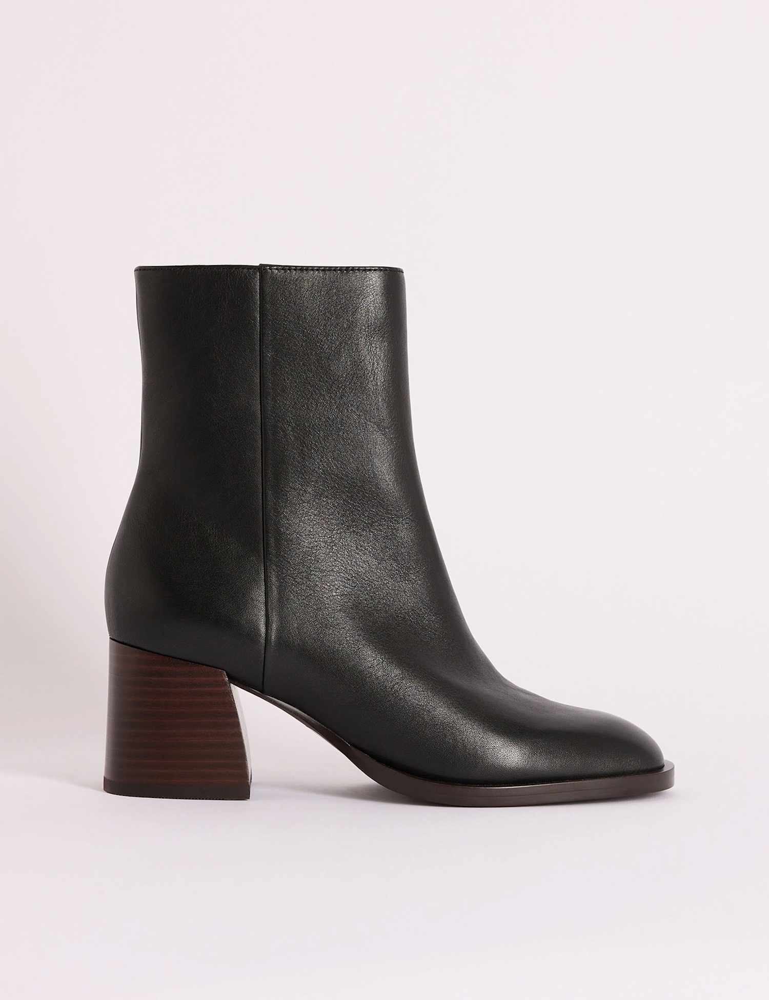 Nobody's Child Leather Block Heel Ankle Boots Black