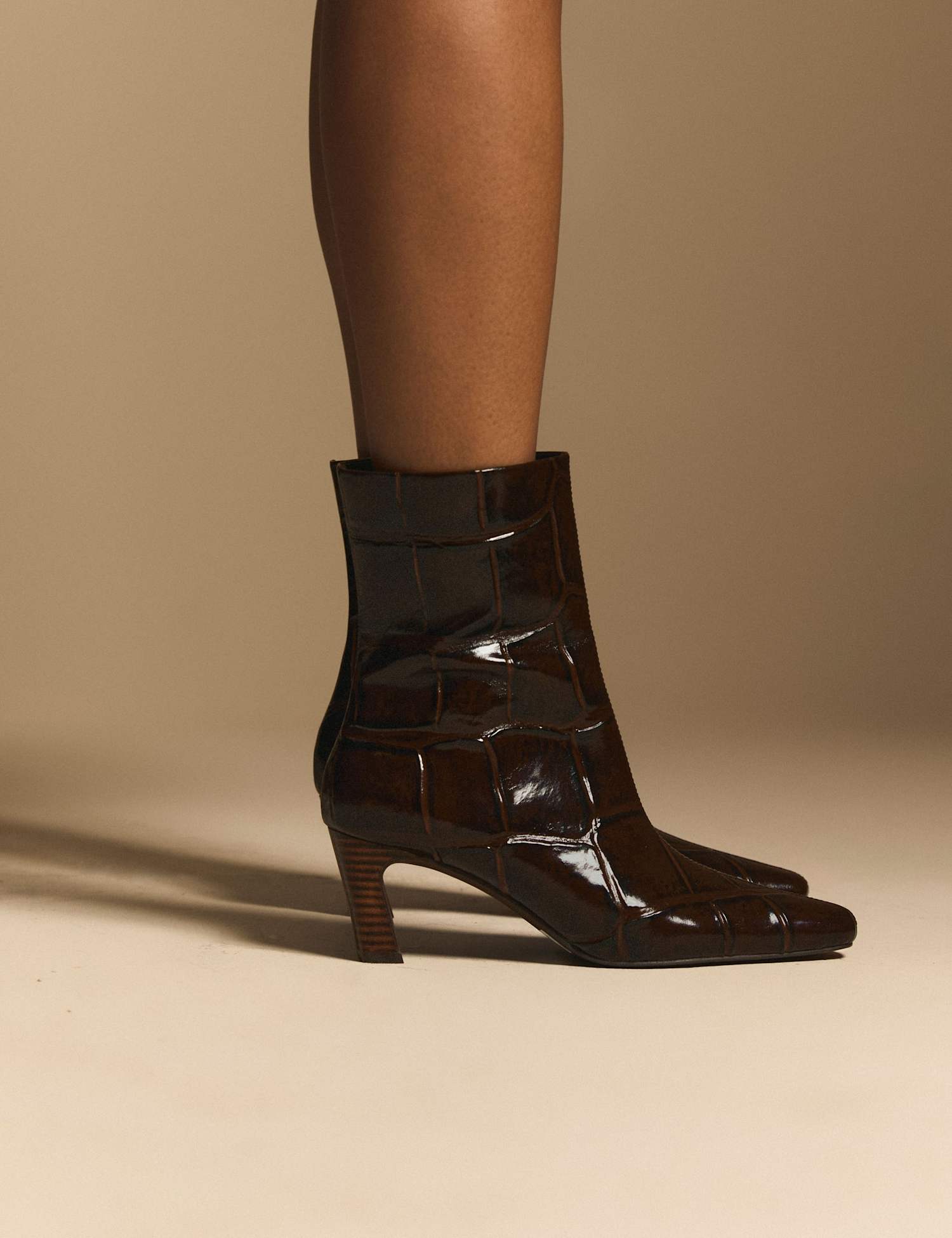 Nobody's Child Animal Print Leather Ankle Boot Brown