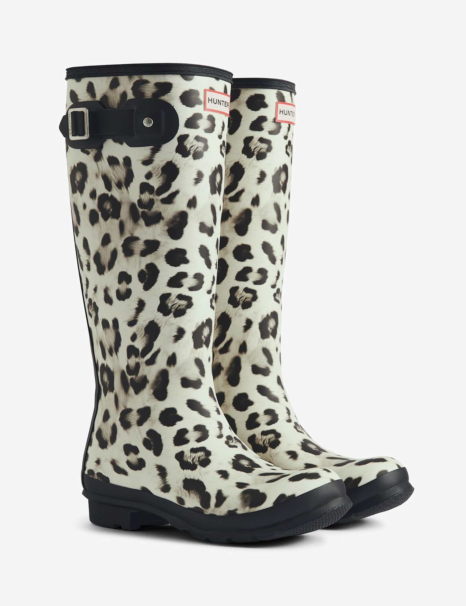 Hunter Animal Print Tall Wellington Boots Black Mix