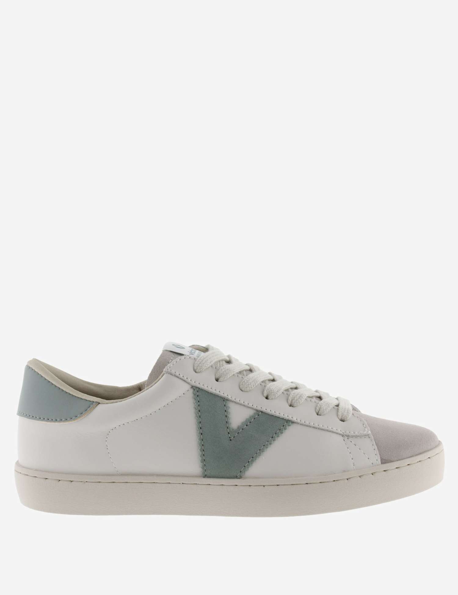 Victoria Leather Lace Up Side Detail Trainers Jade