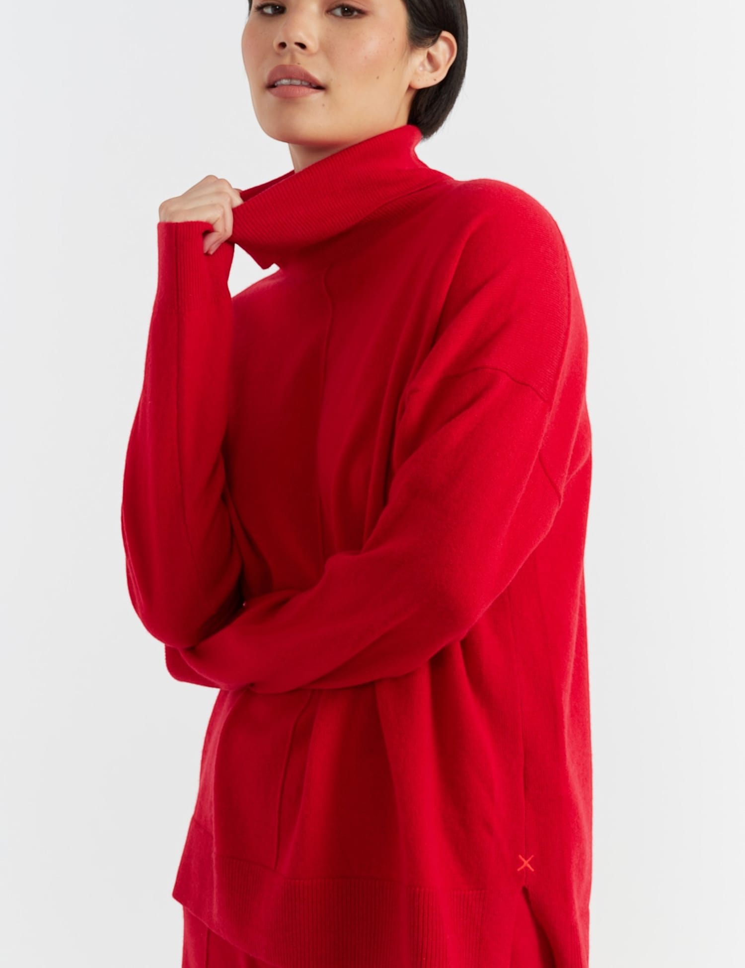 Chinti & Parker Relaxed Roll Neck Jumper with Wool Red