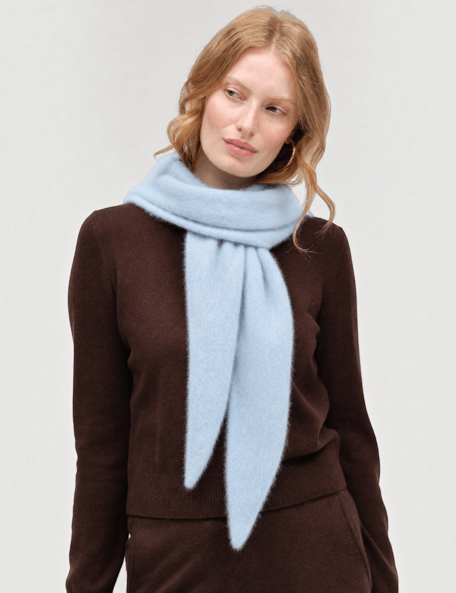 Chinti & Parker Lightweight Merino Wool Triangle Scarf Light Blue