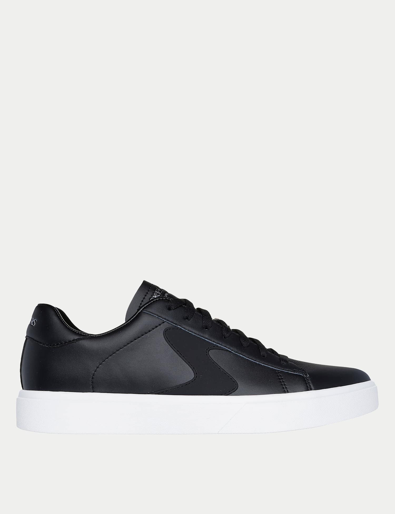 Skechers Leather Look Lace Up Trainers Black Mix