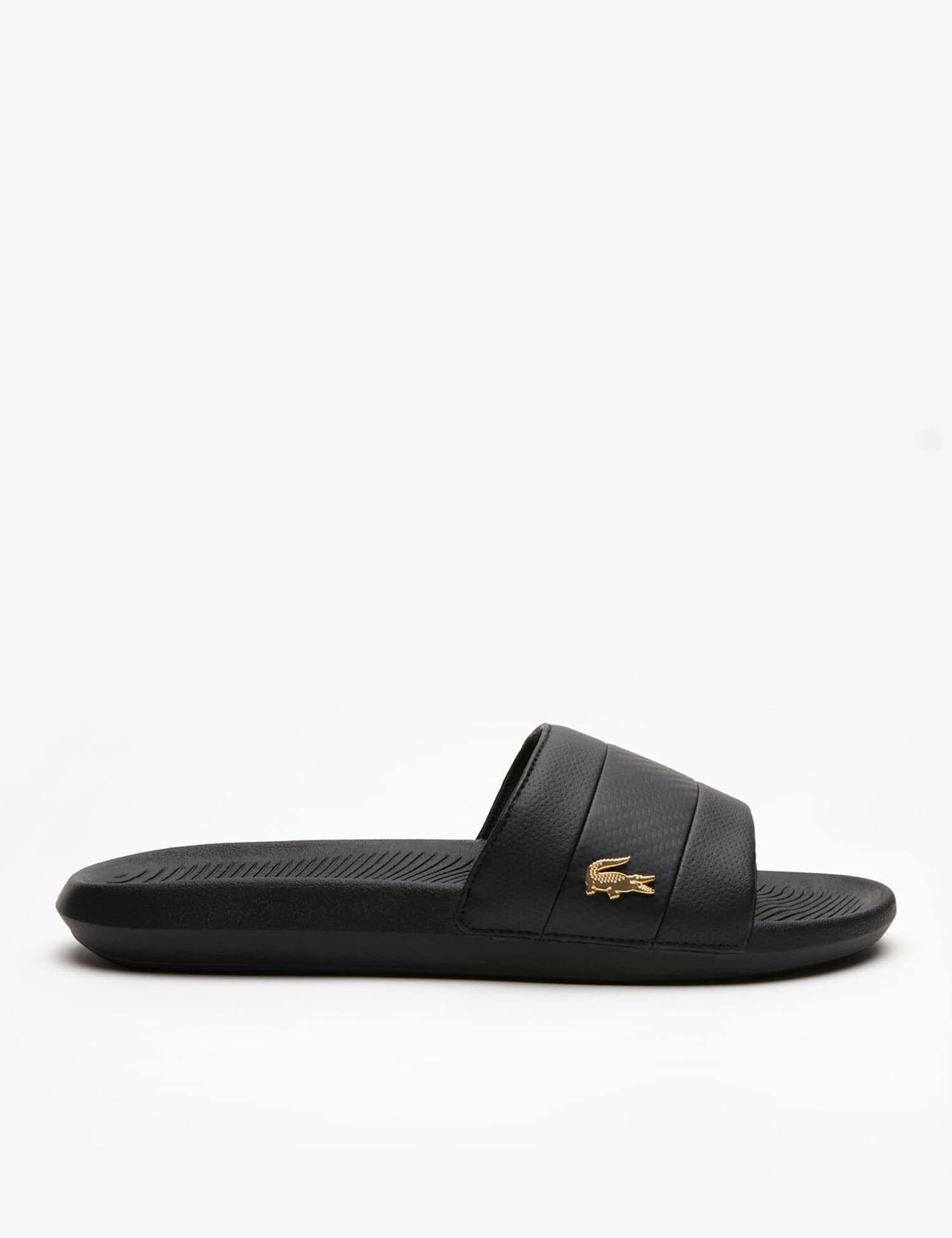 Lacoste Leather Slider Sandals Black