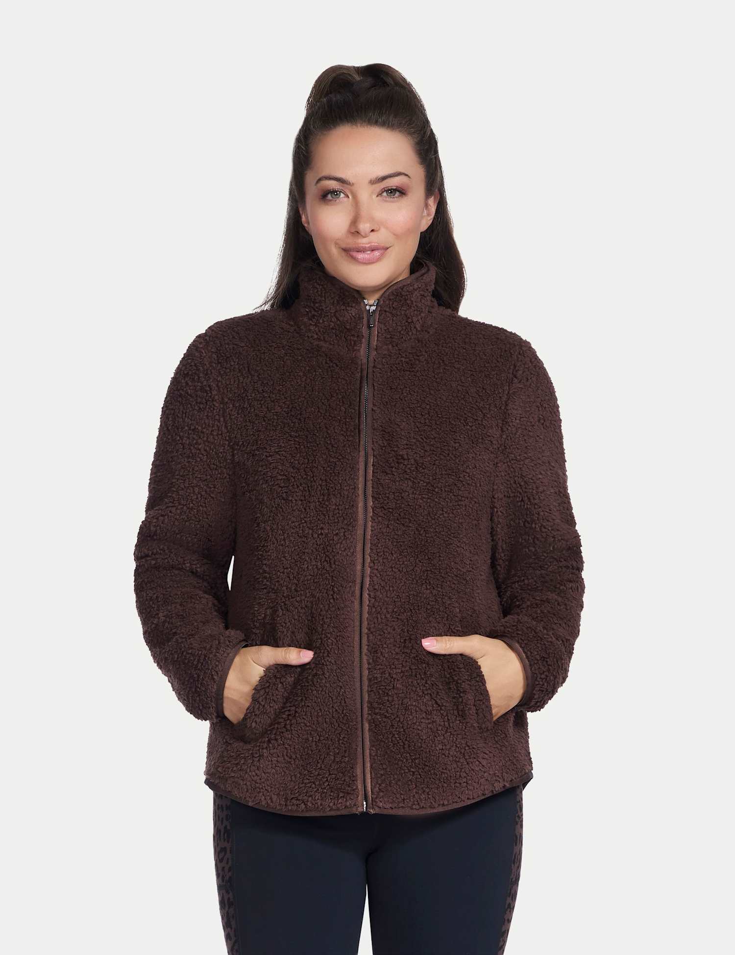 Skechers Skech-Sherpa� Fleece Textured Jacket Dark Brown