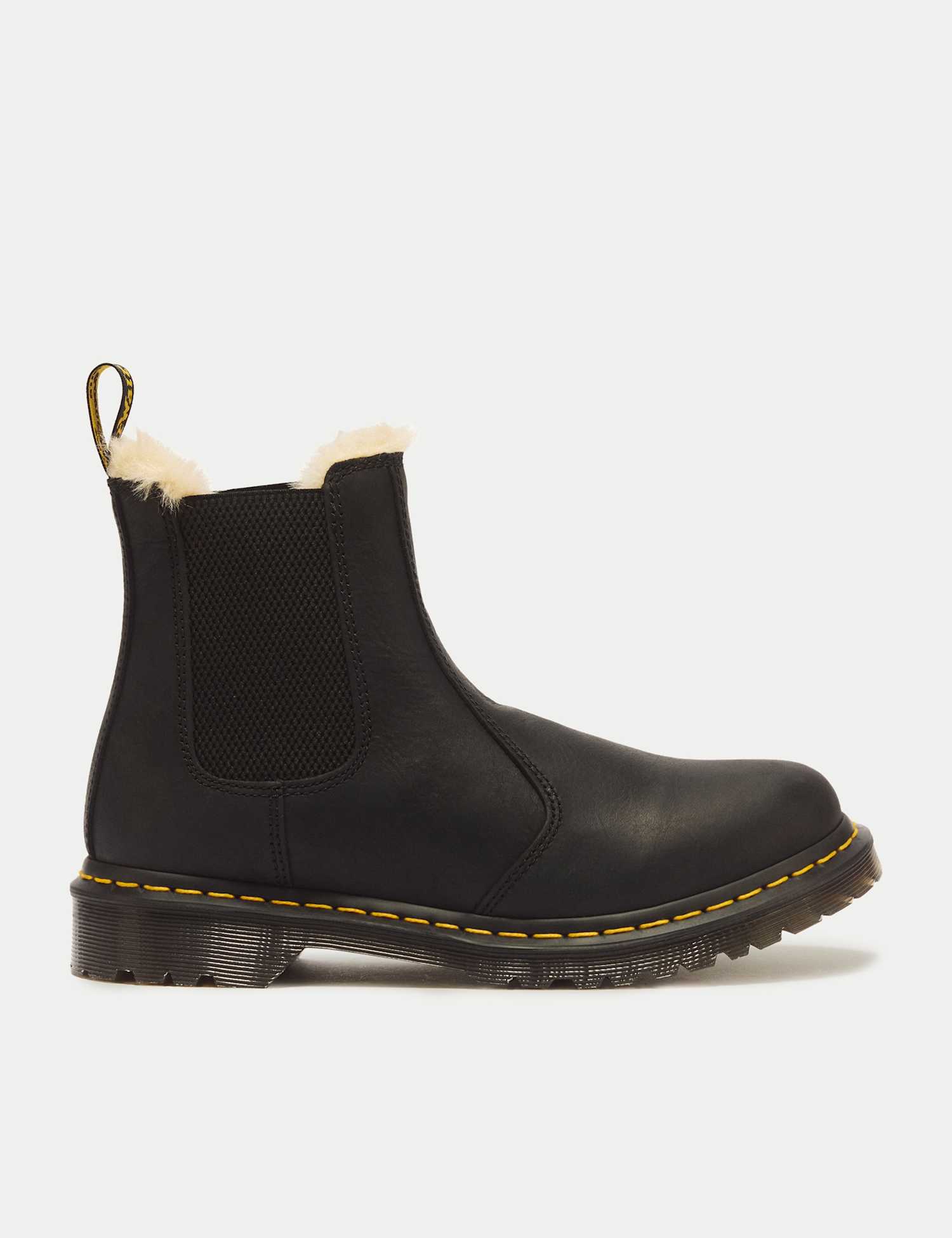 Dr Martens Leonore Faux Fur Lined Burnished Chelsea Boots Black