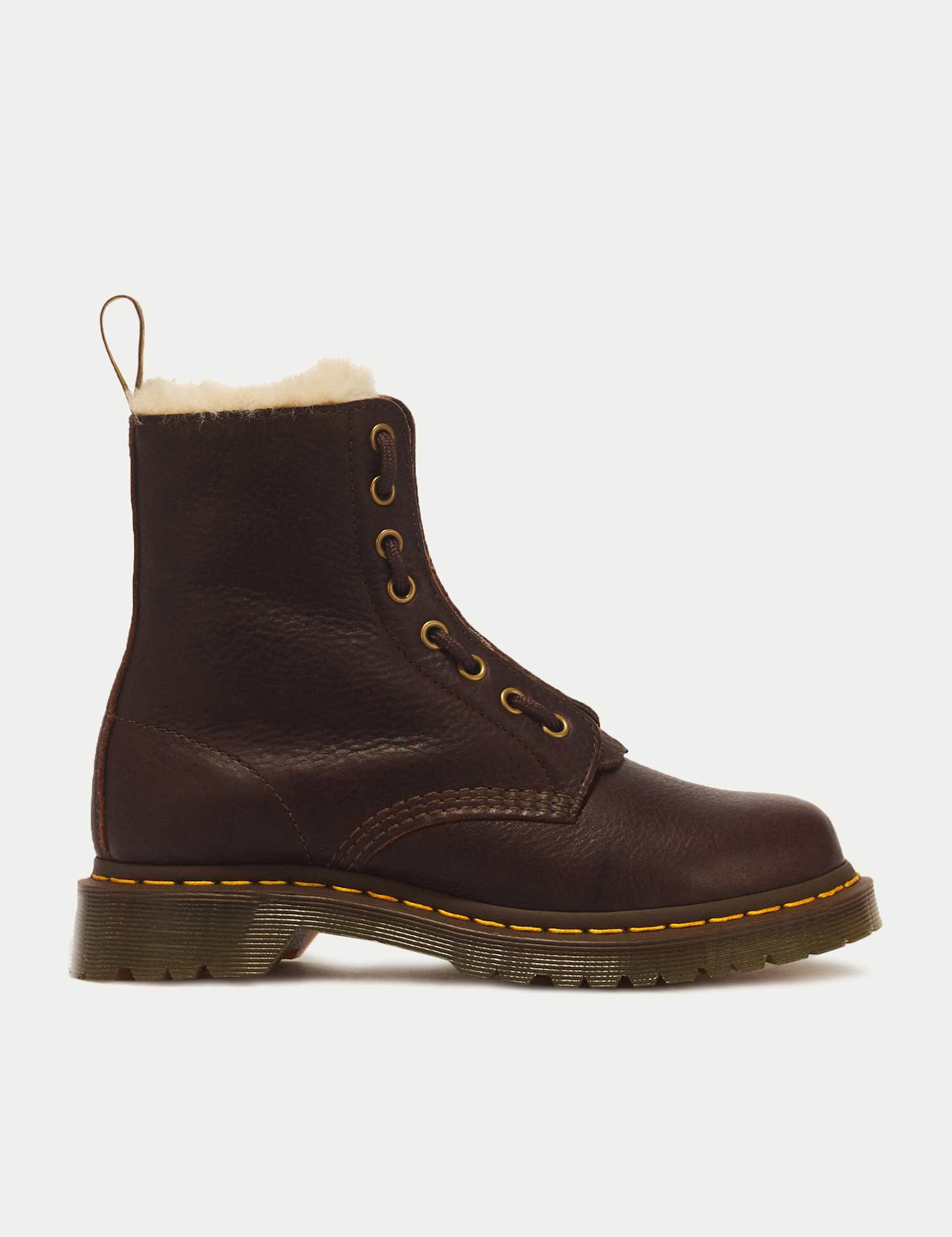 Dr Martens 1460 Serena Zip 8 Eye Leather Boots Dark Brown