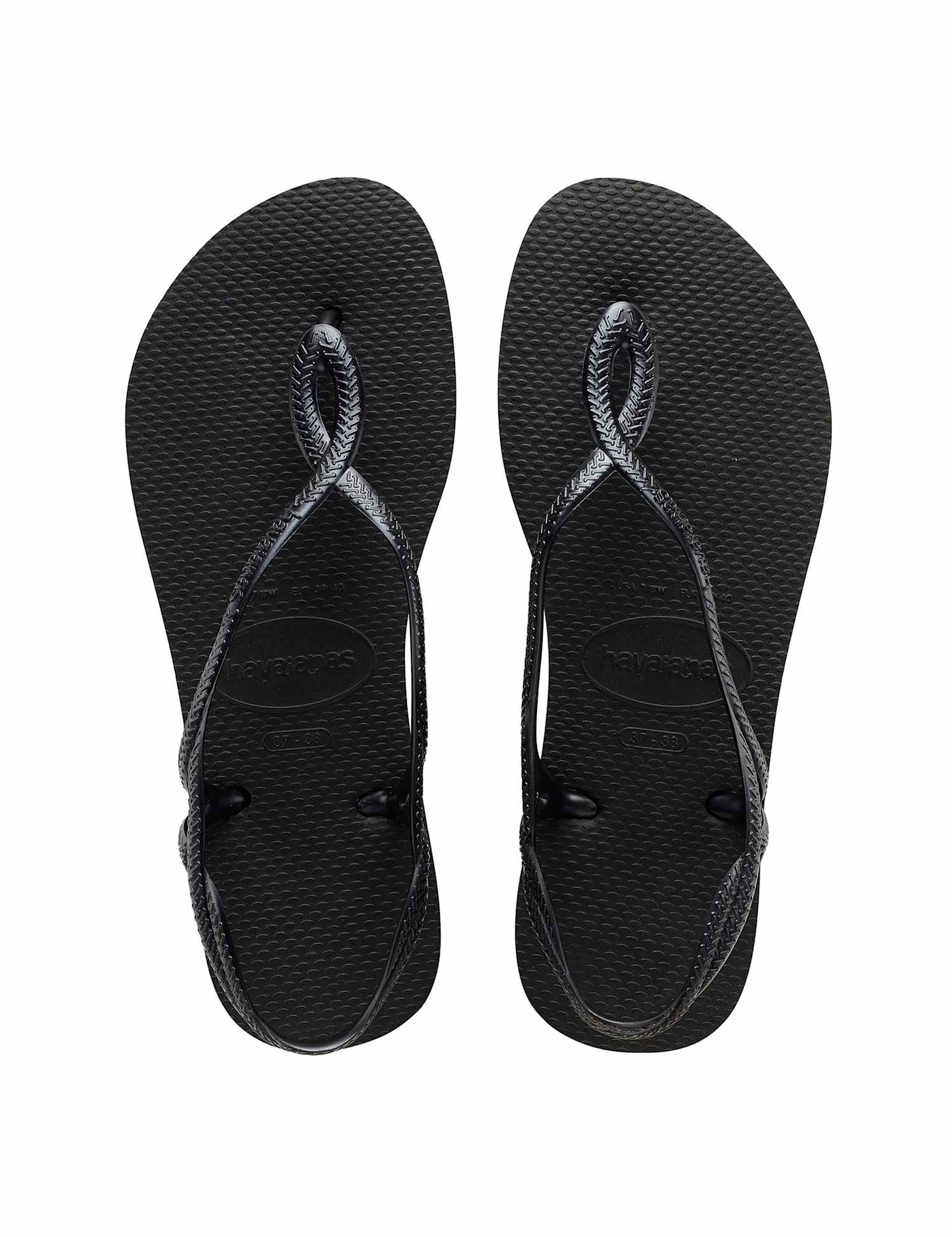 HAVAIANAS Ankle Strap Flat Flip Flops Black