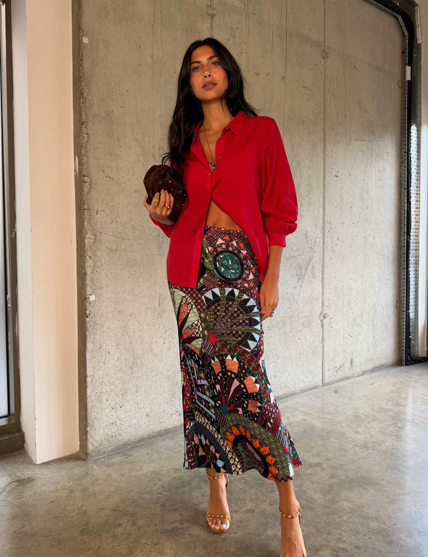 Never Fully Dressed Printed Maxi Slip Skirt Black Mix
