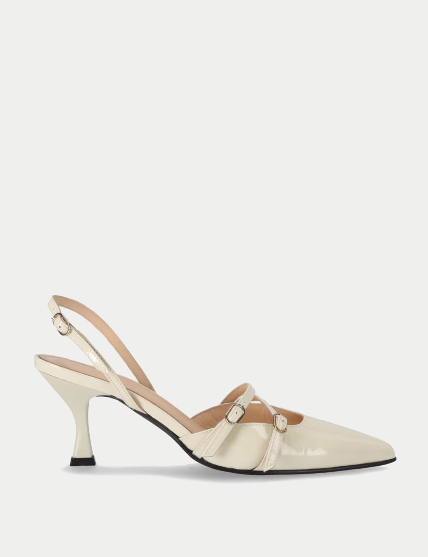 Alohas Joelle Onix Leather Patent Slingback Shoes Cream