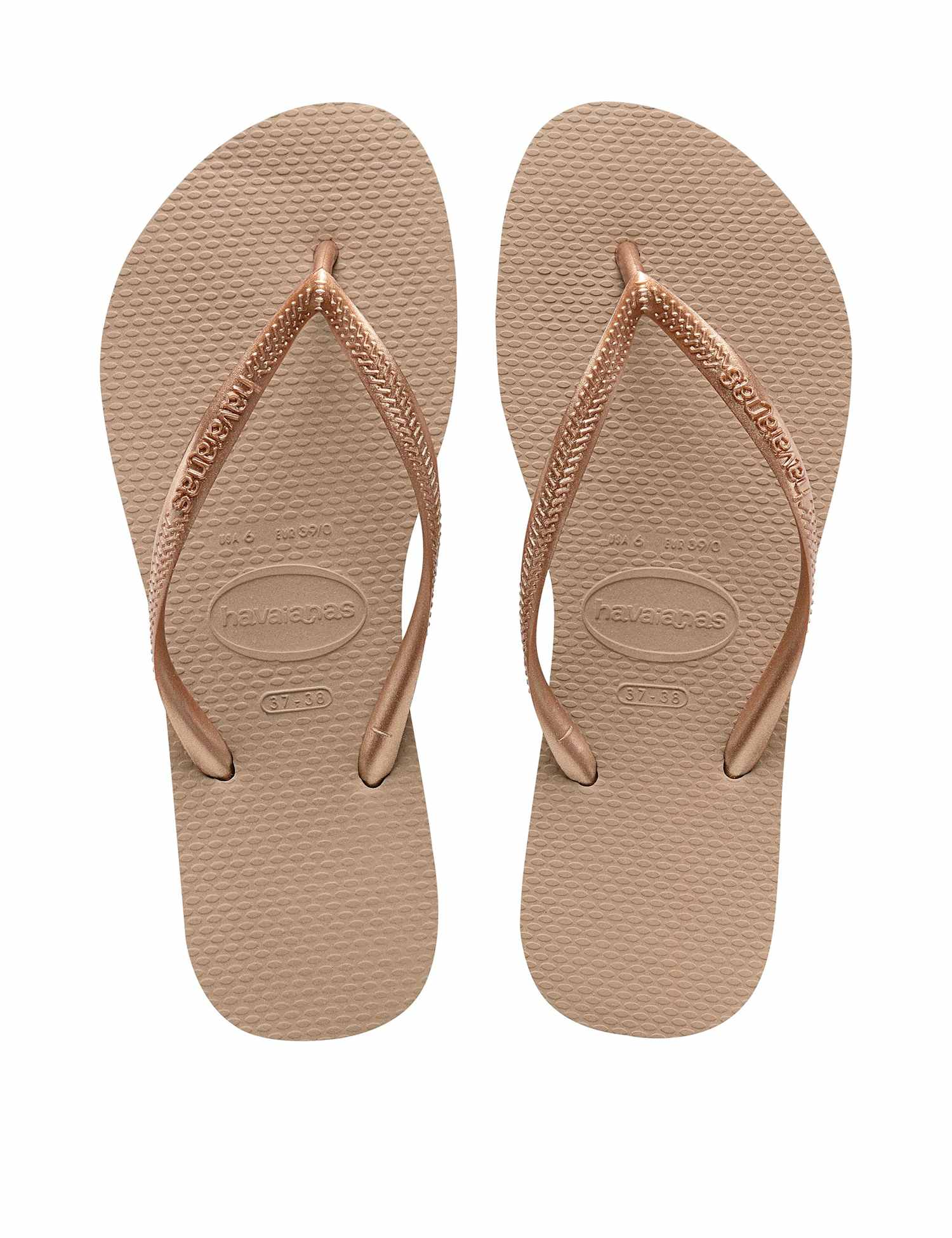 HAVAIANAS Slim Metallic Flip Flops Gold