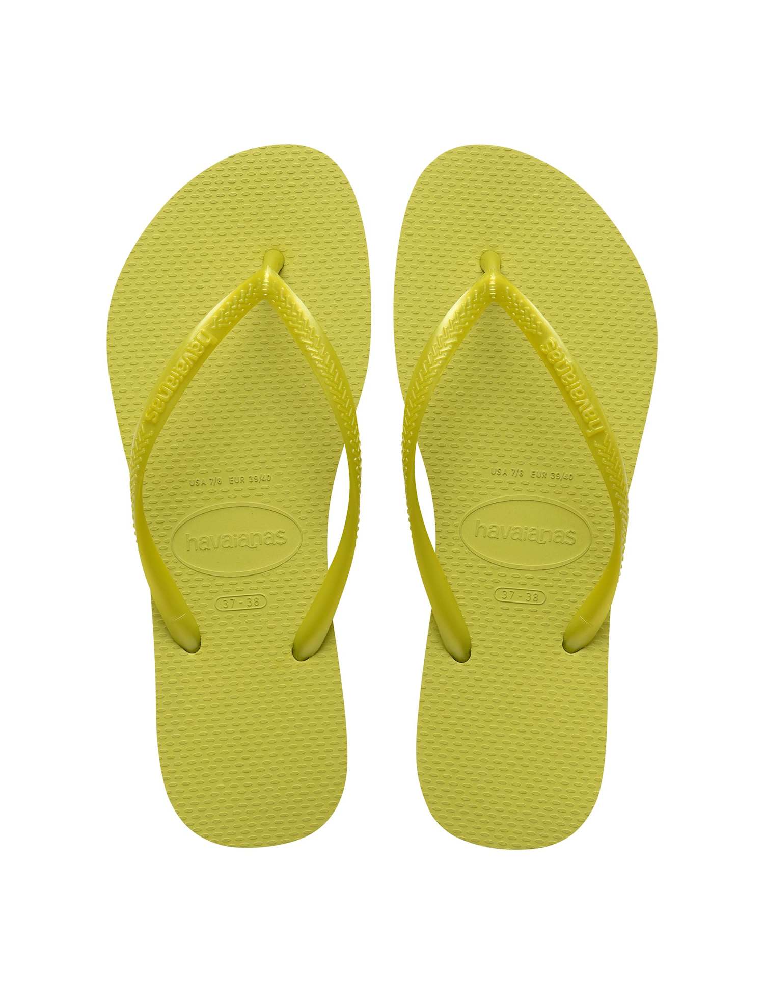 HAVAIANAS Slim Metallic Flip Flops Lime Green