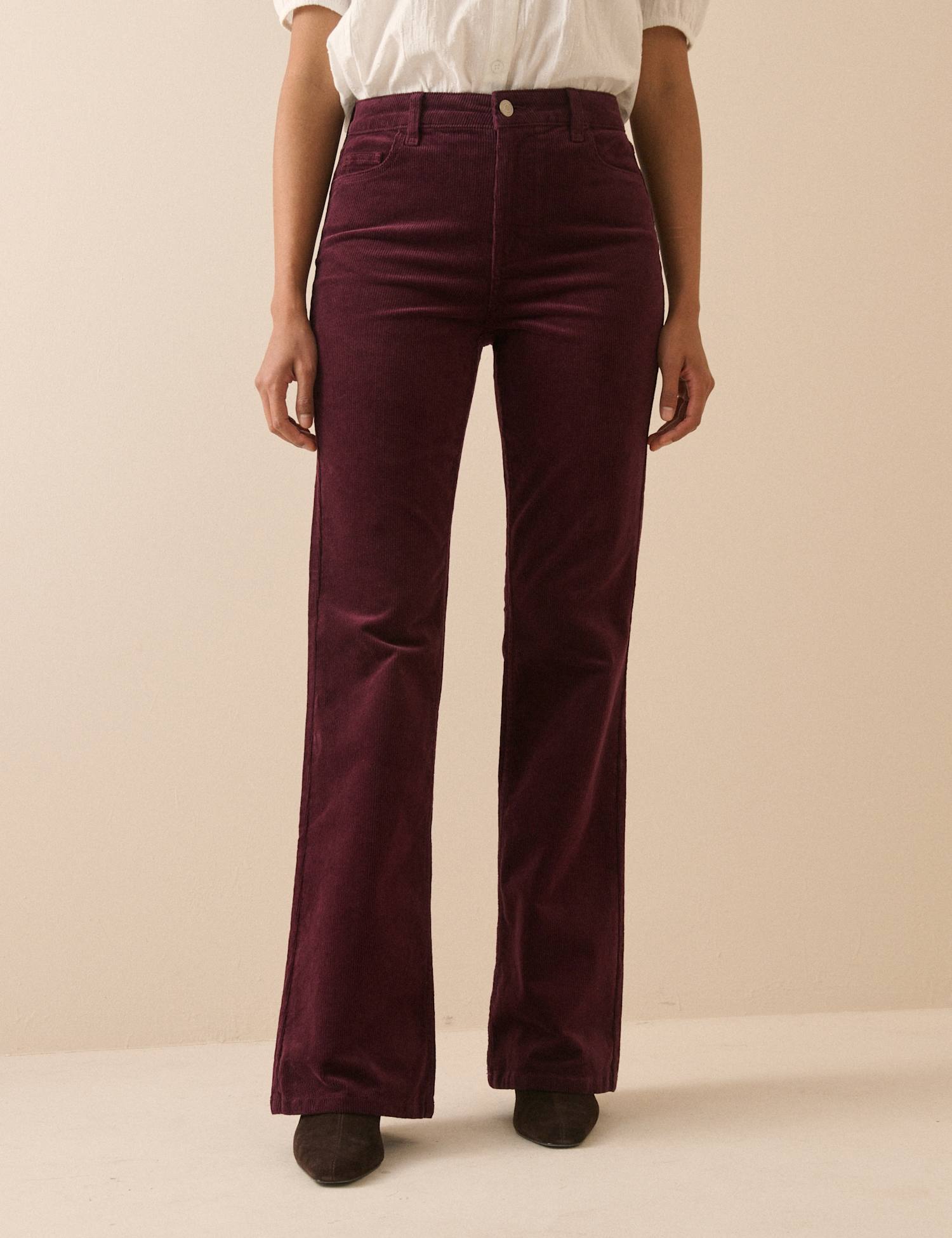 Nobody's Child Cord High-Waisted Bootcut Jeans Navy