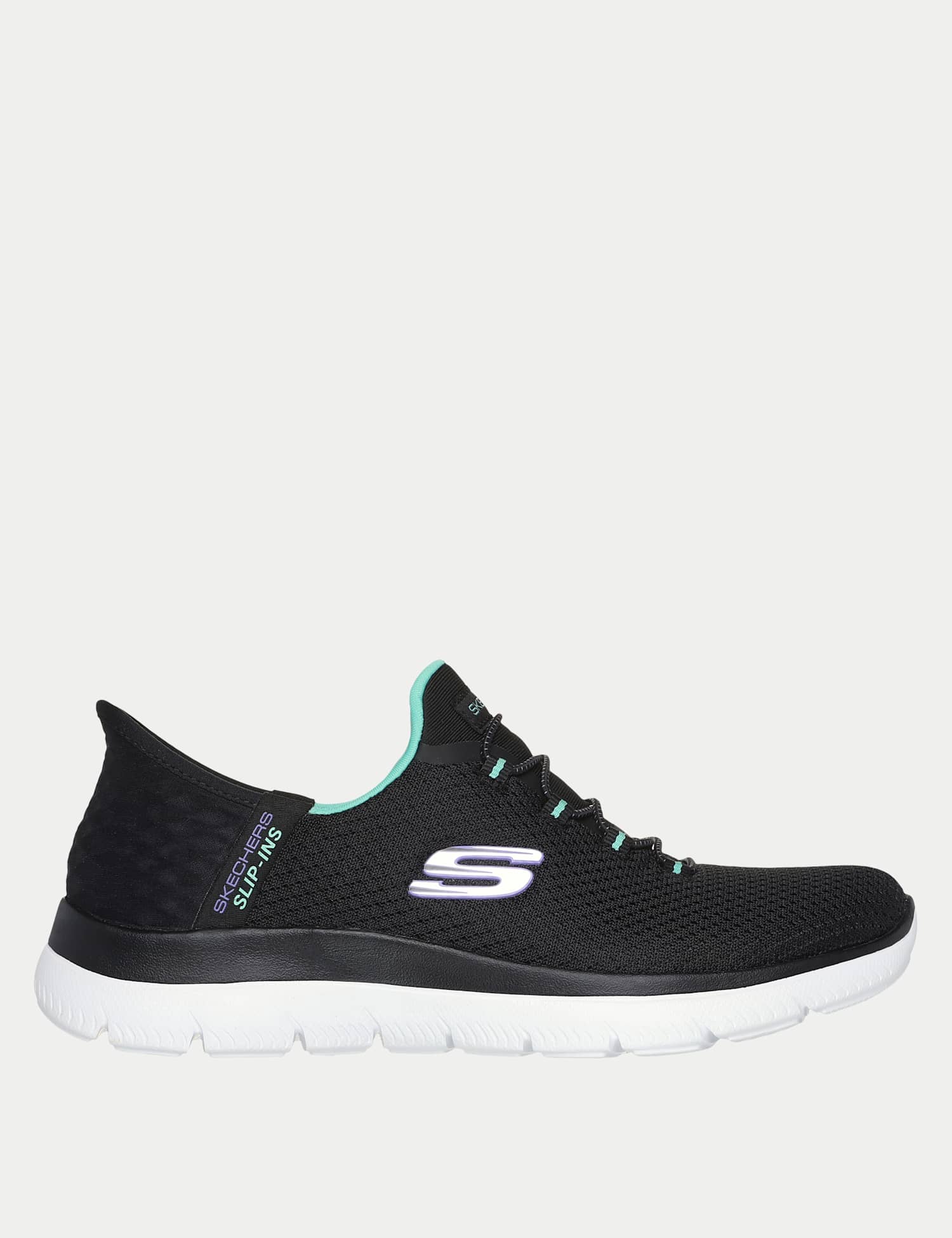 Skechers Wide Fit Slip On Trainers Black Mix