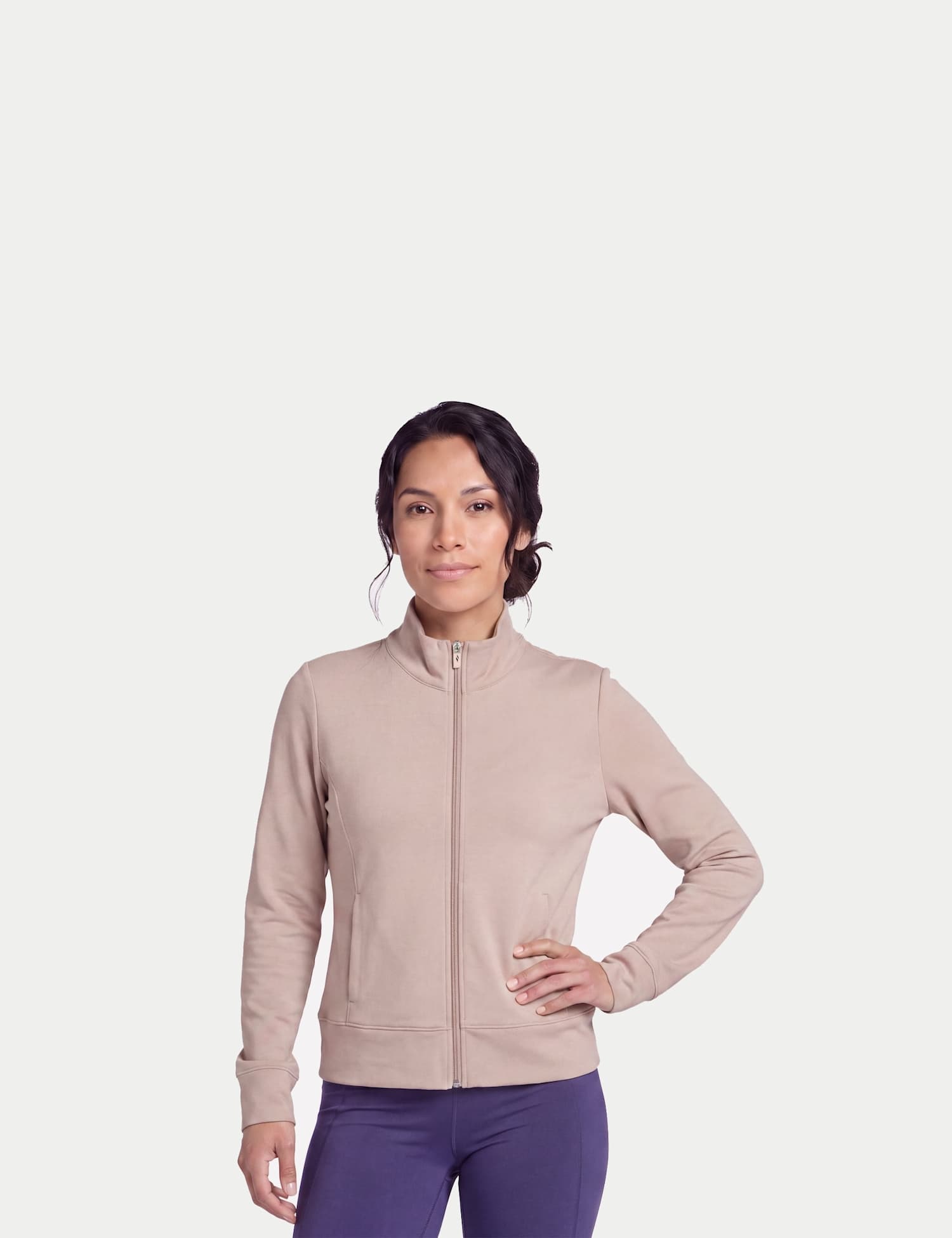 Skechers Zip Up Double Knit Jacket Taupe