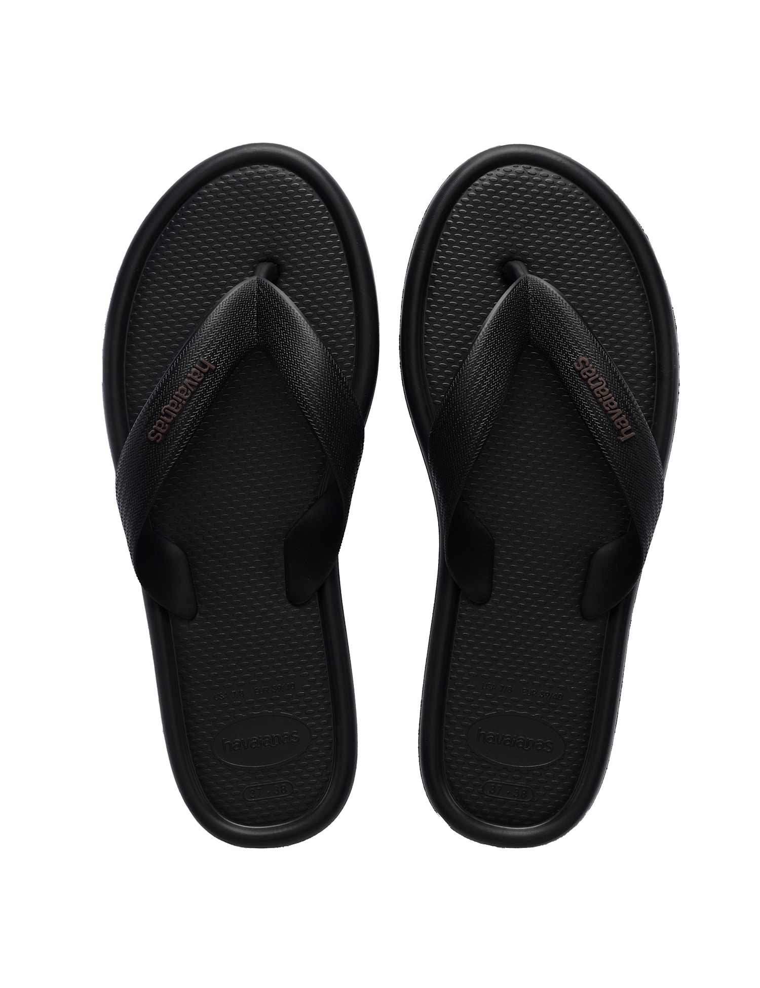 HAVAIANAS Puffy Edge Flat Flip Flops Black