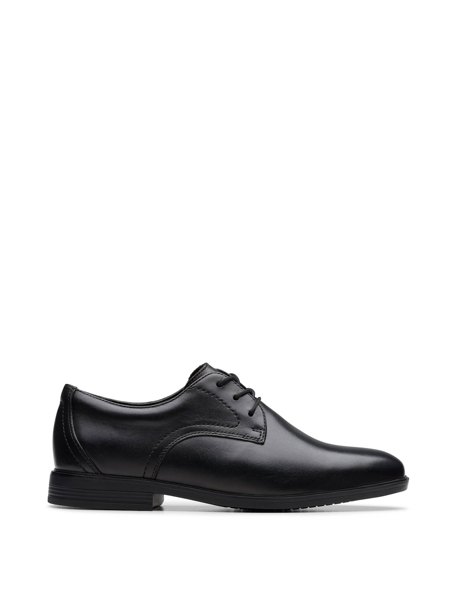 Clarks Black Leather Lace Up School Shoes (3 Large-10 Large) Black