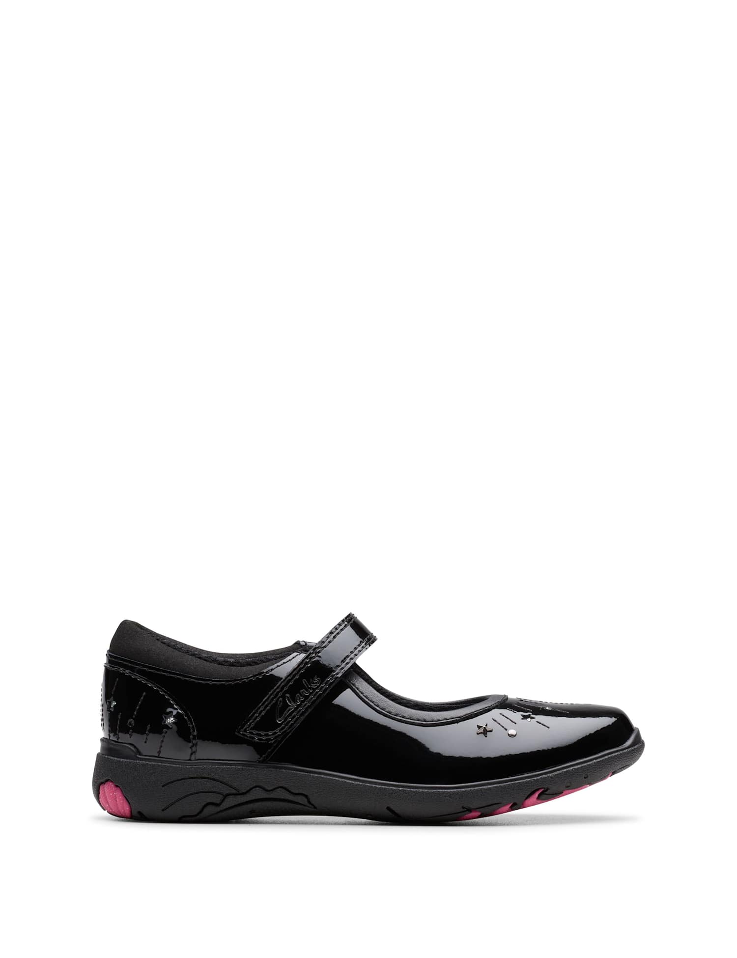 Clarks Leather Riptape School Shoes (8 Small-2� Large) Black