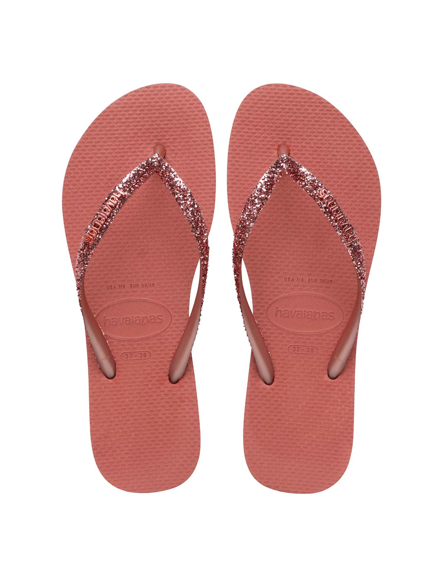 HAVAIANAS Glitter Flat Flip Flops Pink