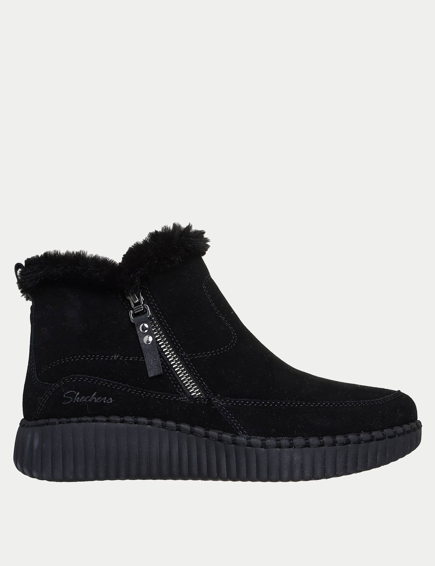 Skechers Wilshire Blvd - Fresh Zip Leather Ankle Boots Black