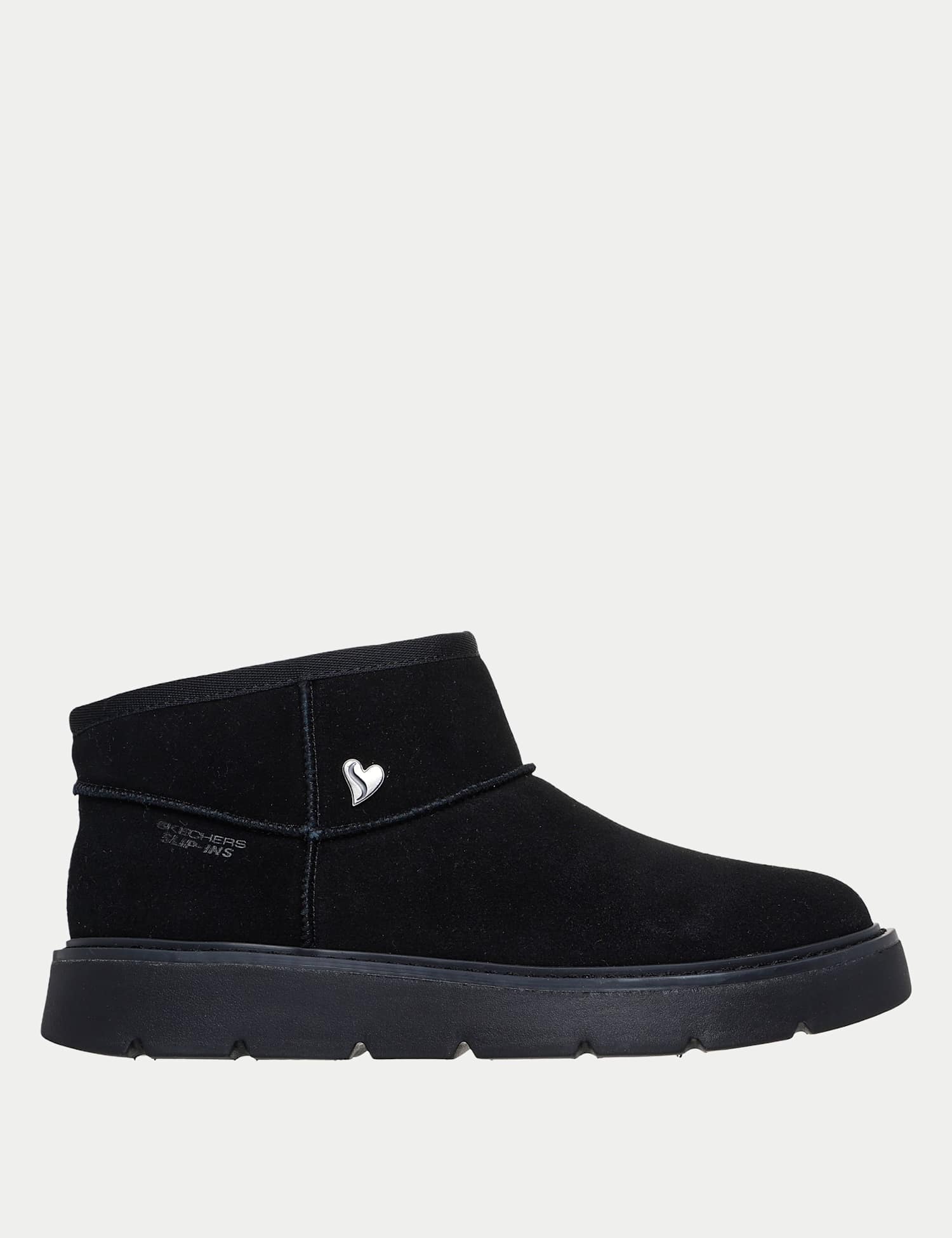 Skechers Slip-In Keepsakes Cozy Mini Leather Ankle Boots Black
