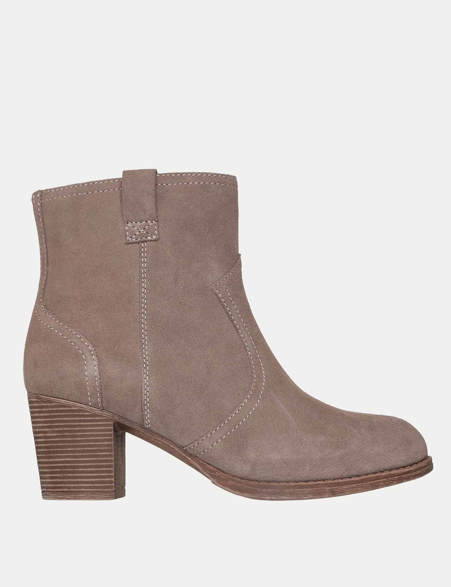 Skechers Taxi - Western Way Leather Block Heel Ankle Boots Grey