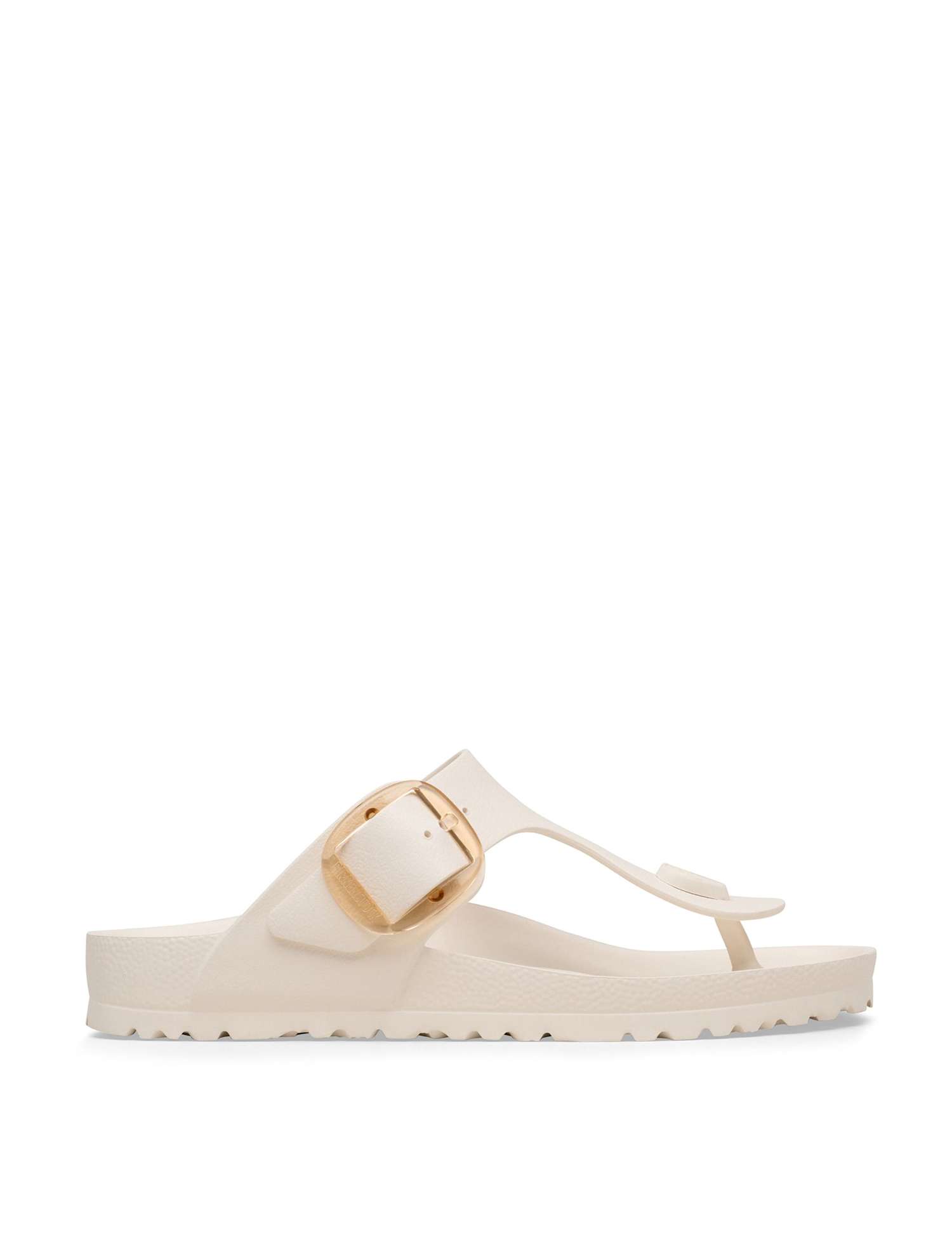 Birkenstock Gizeh Buckle Flat Footbed Sandals Cream