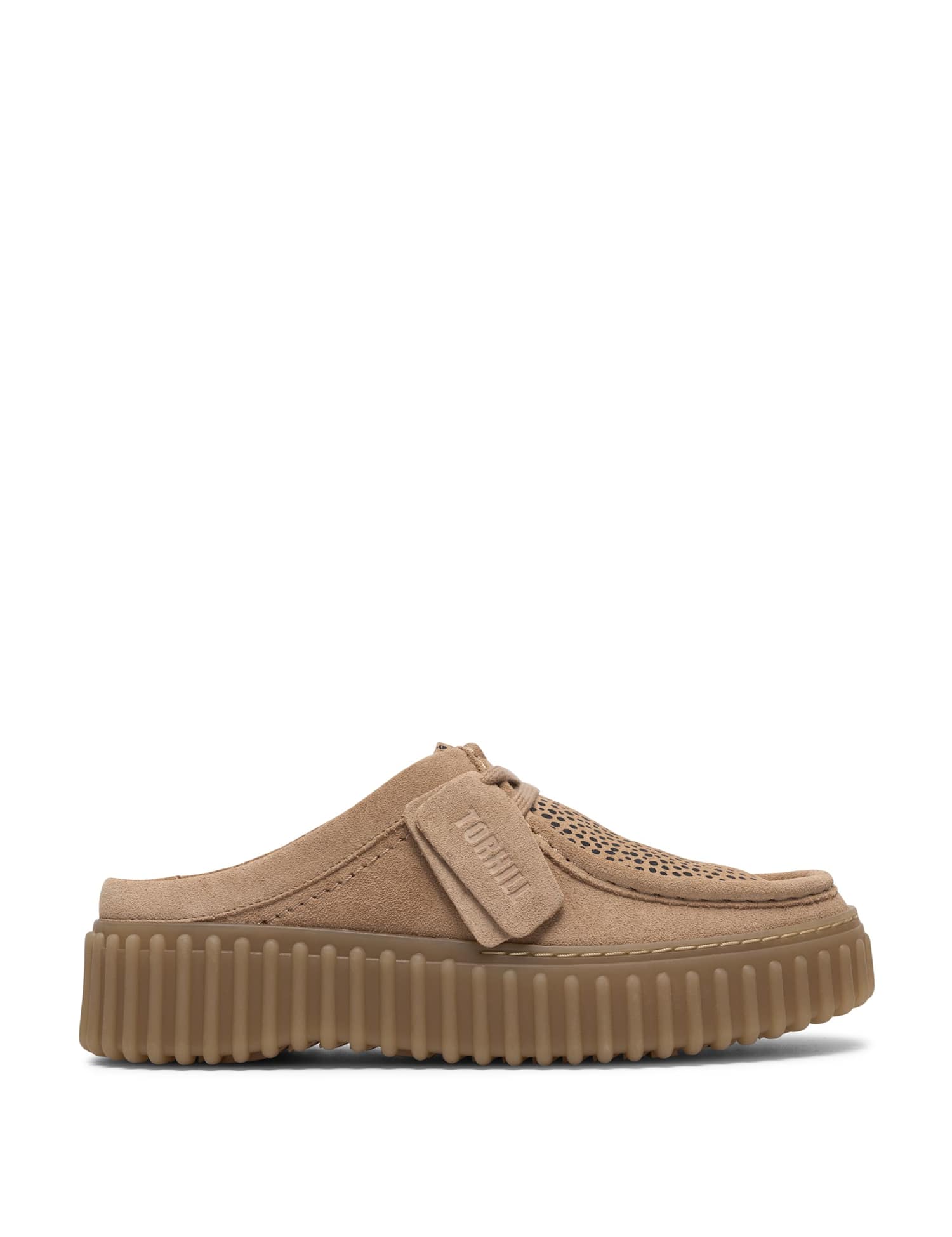 Clarks Suede Animal Print Lace Up Flatform Mules Multi