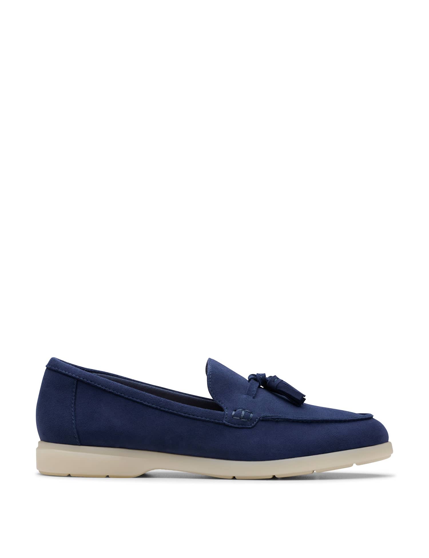 Clarks Suede Tassel Flat Loafers Navy