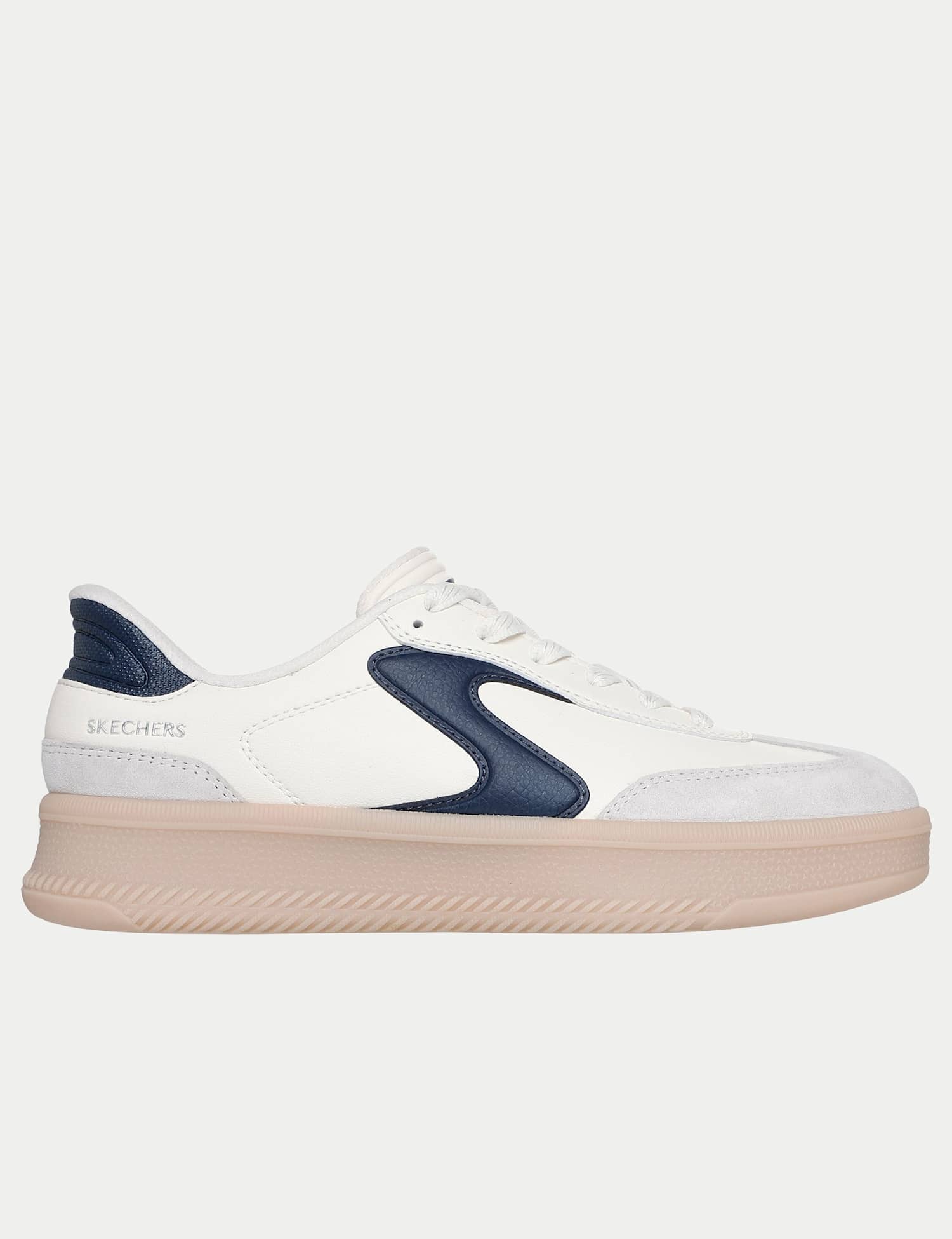 Skechers Hotshot HI Lifted Luxe Slip-ins Platform Trainers White Mix