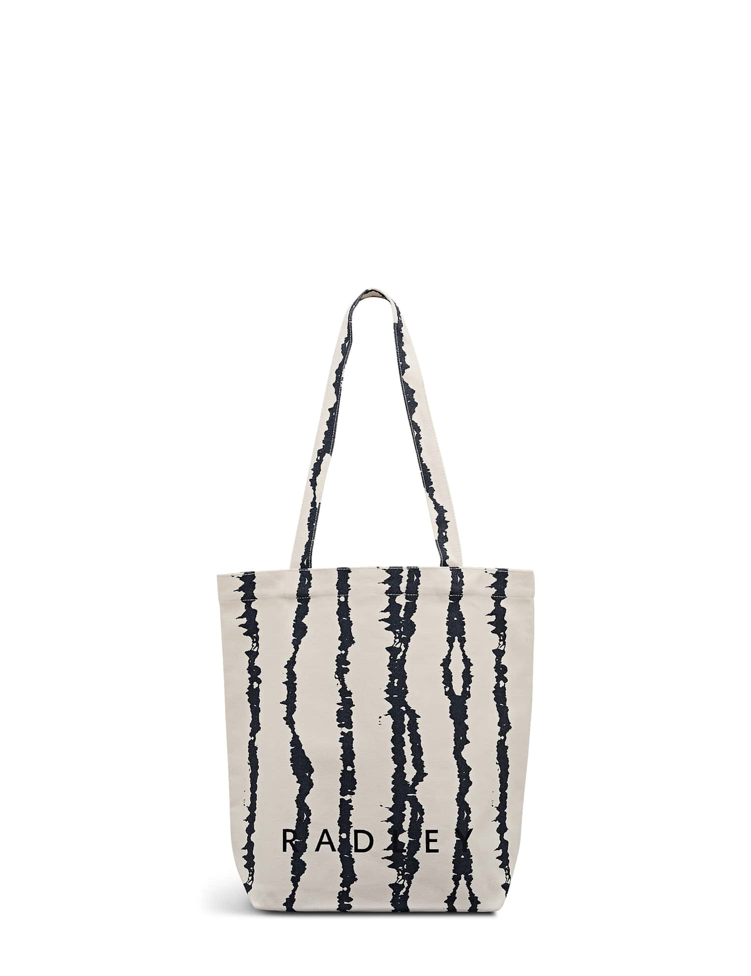 Radley Pure Cotton Canvas Striped Medium Tote Bag White Mix