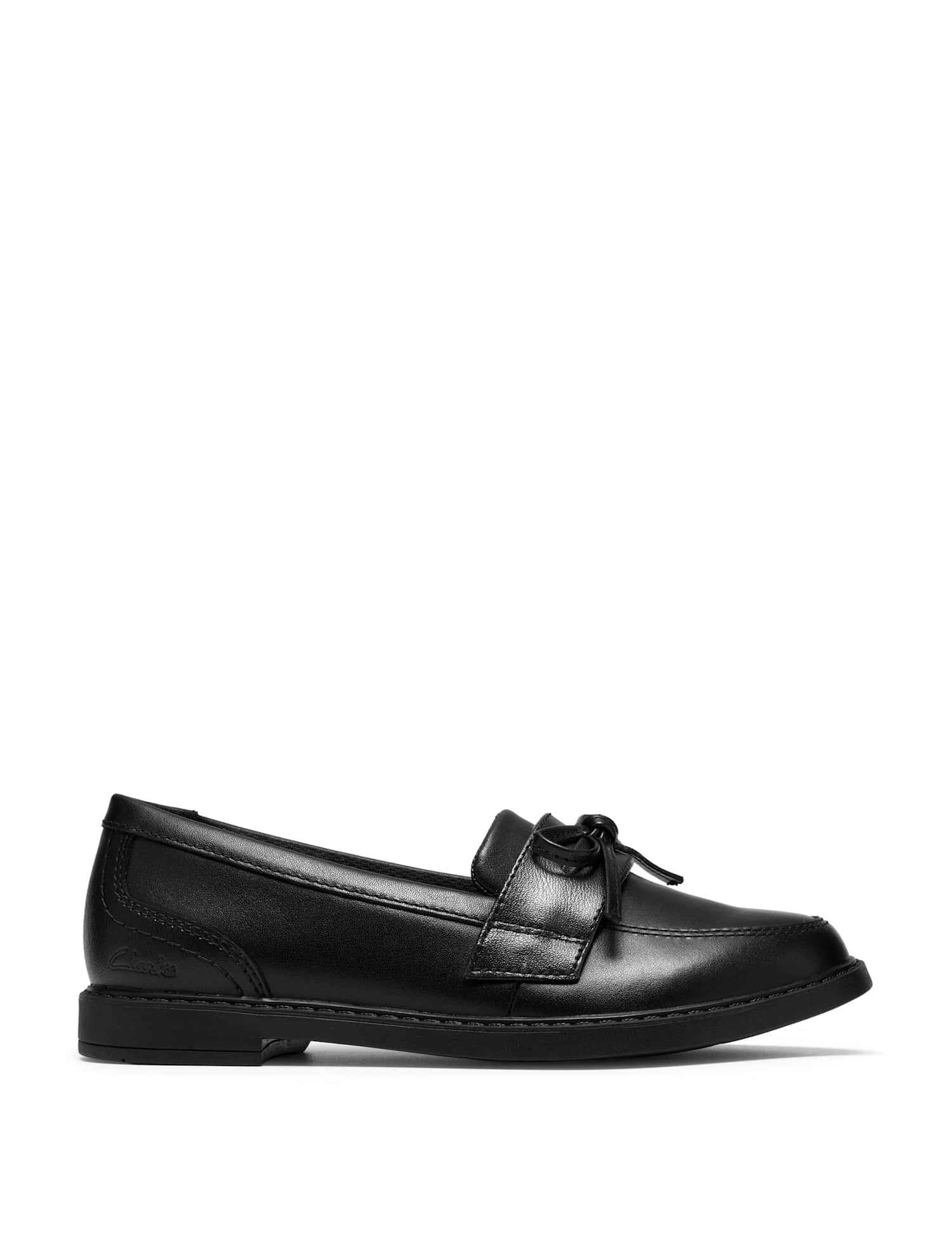 Clarks Leather Bow Loafers (12 Small-2 Large) Black