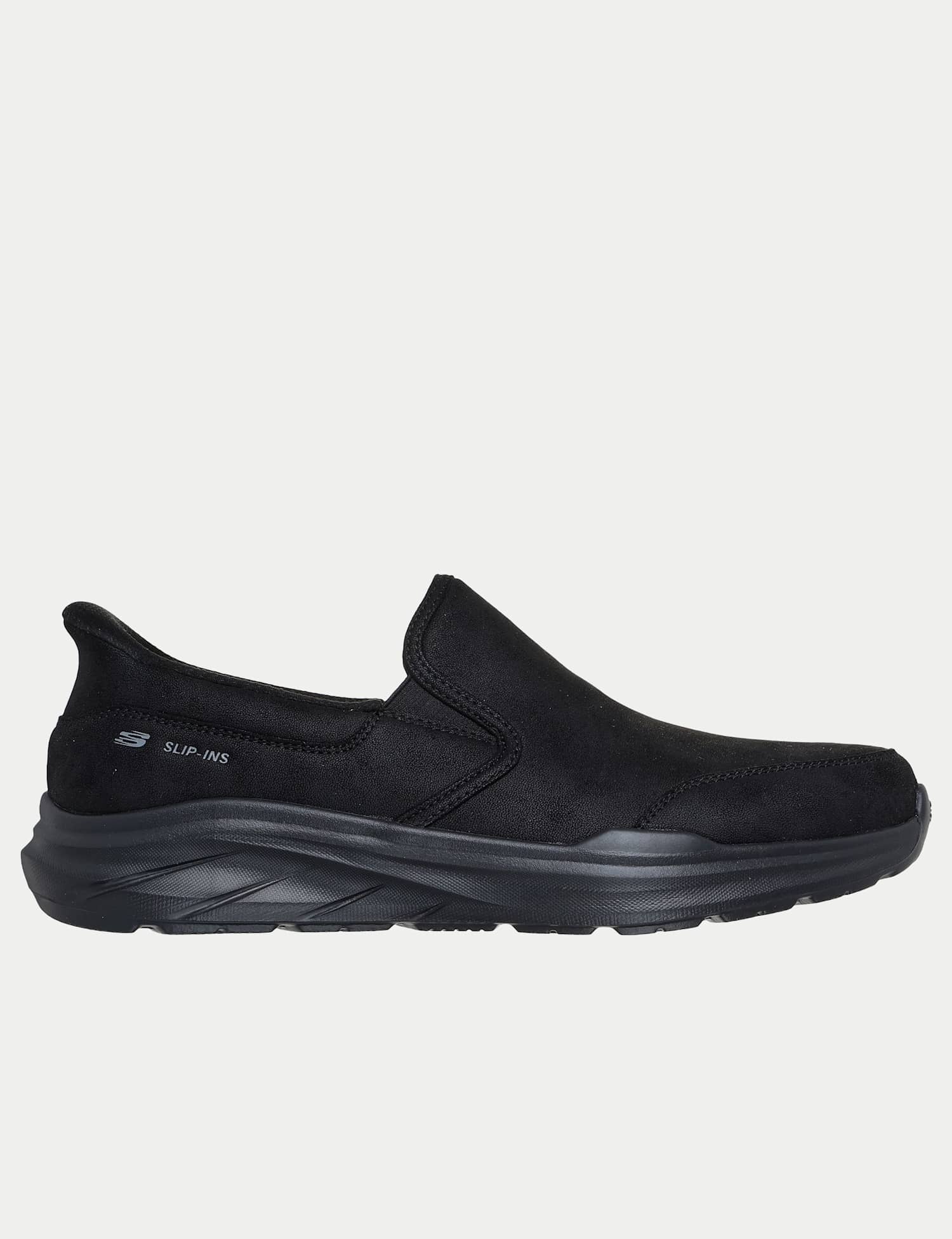 Skechers Faux Leather Equalizer Slip On Trainers Black Mix