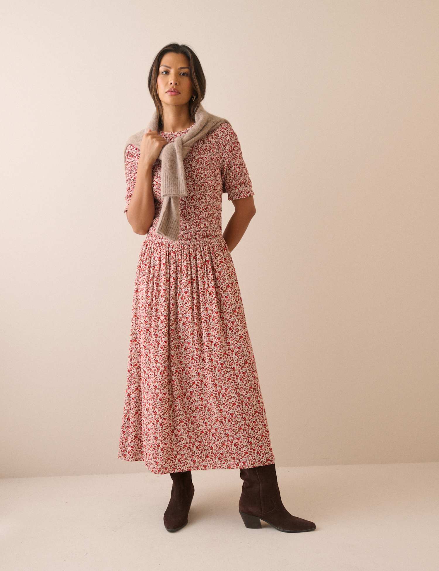 Nobody's Child Pure Cotton Checked Midaxi Smock Dress Multi