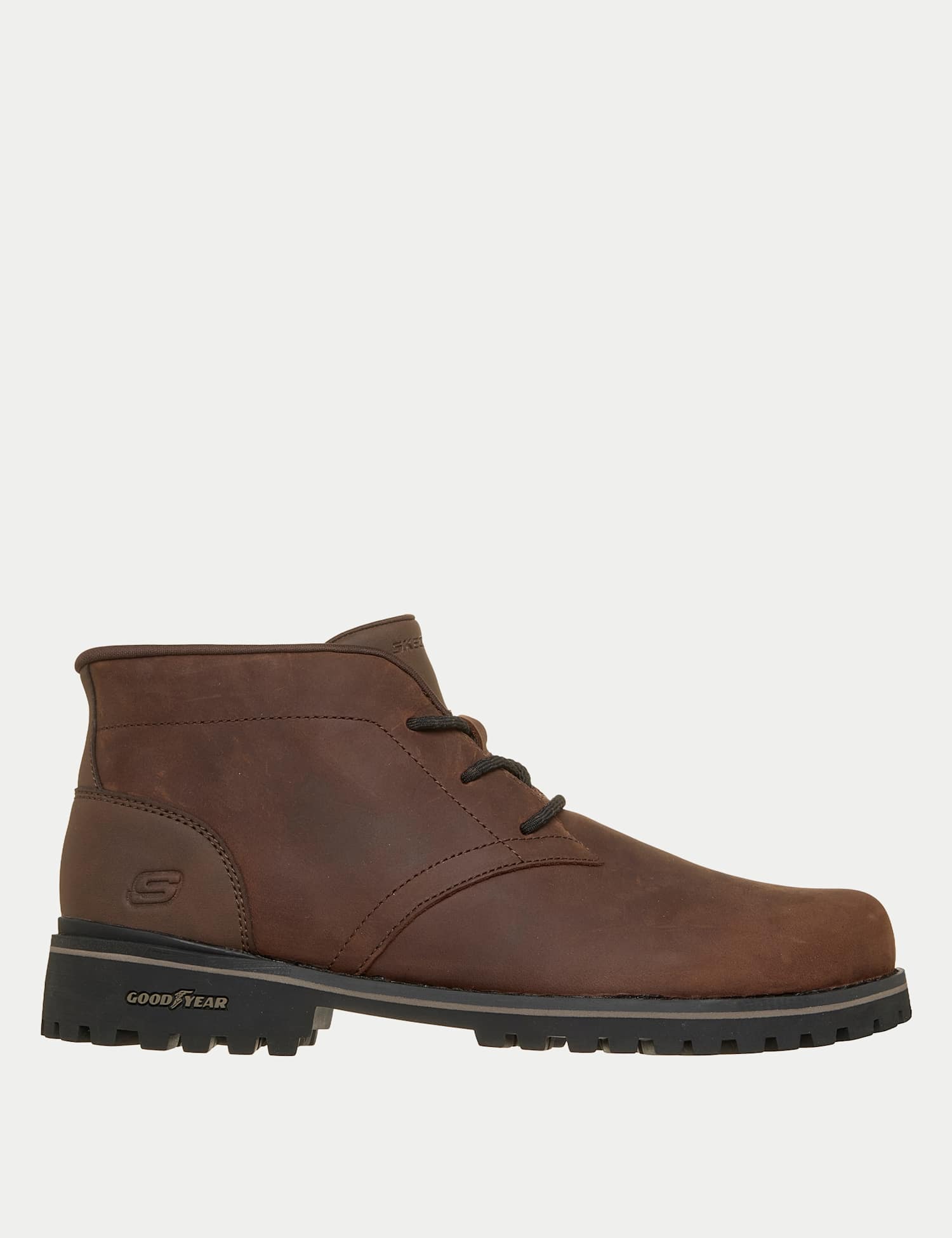 Skechers Quintero Damien Leather Casual Boots Dark Brown