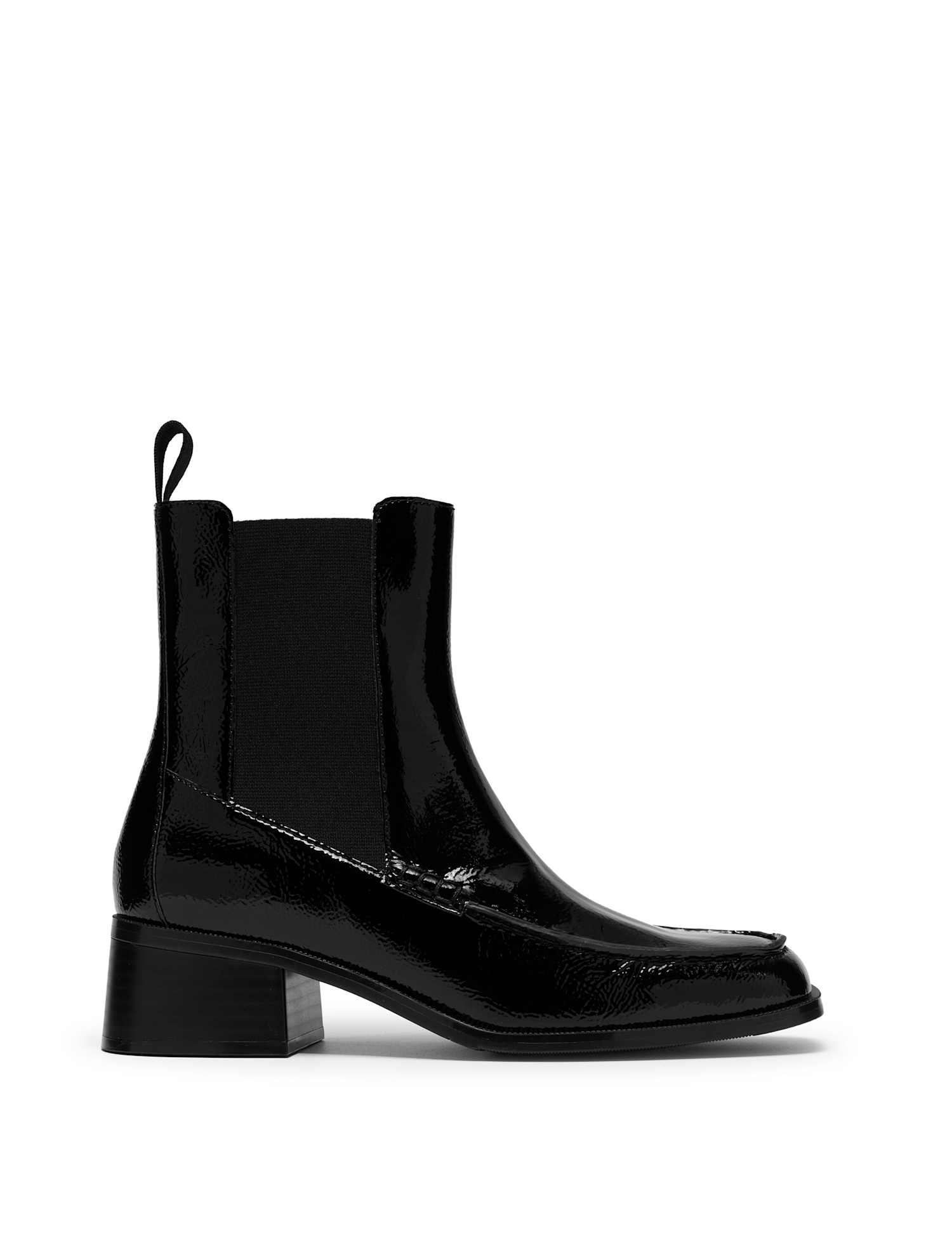 Clarks Patent Leather Block Heel Ankle Boots Black
