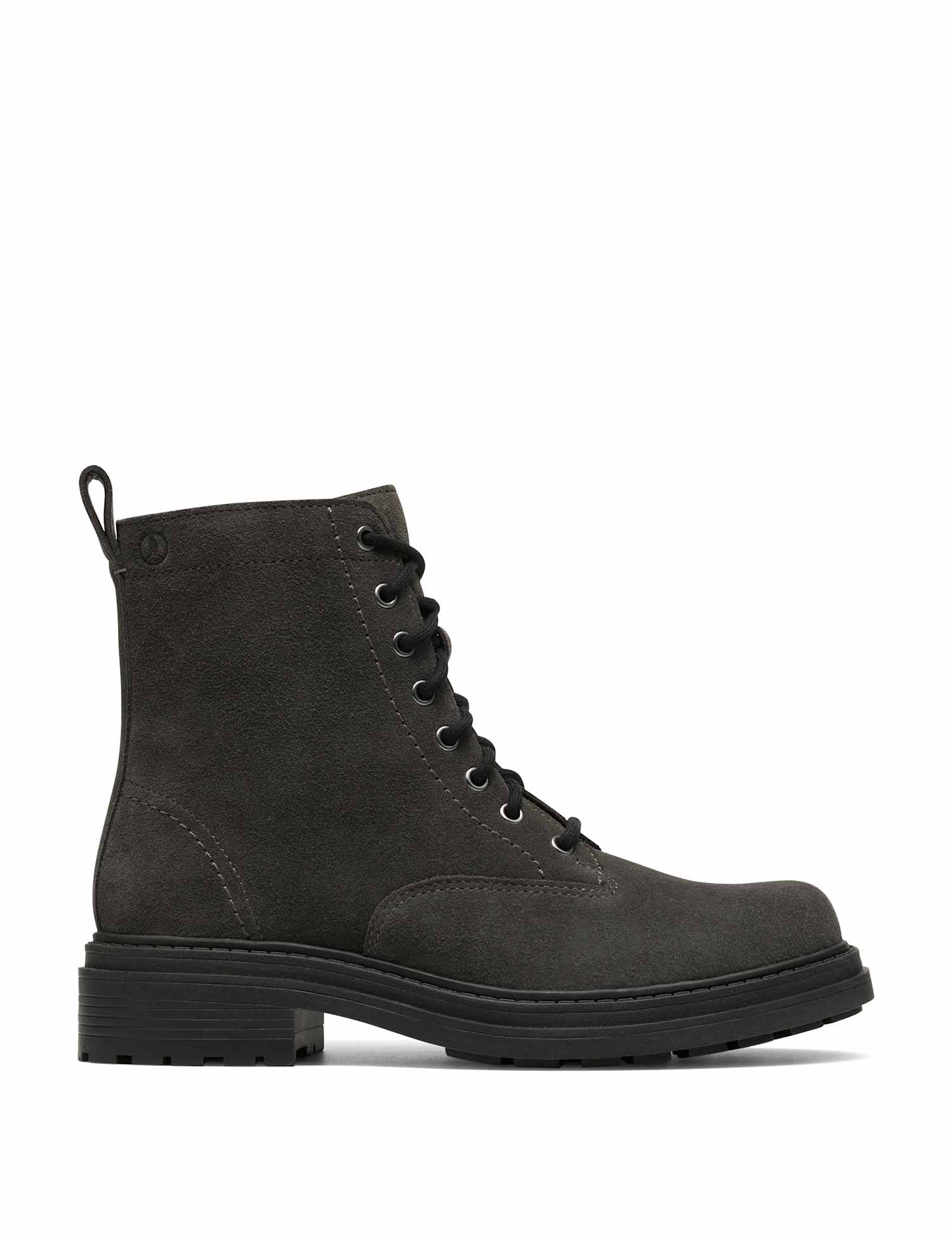 Clarks Suede Lace Up Ankle Boots Dark Grey