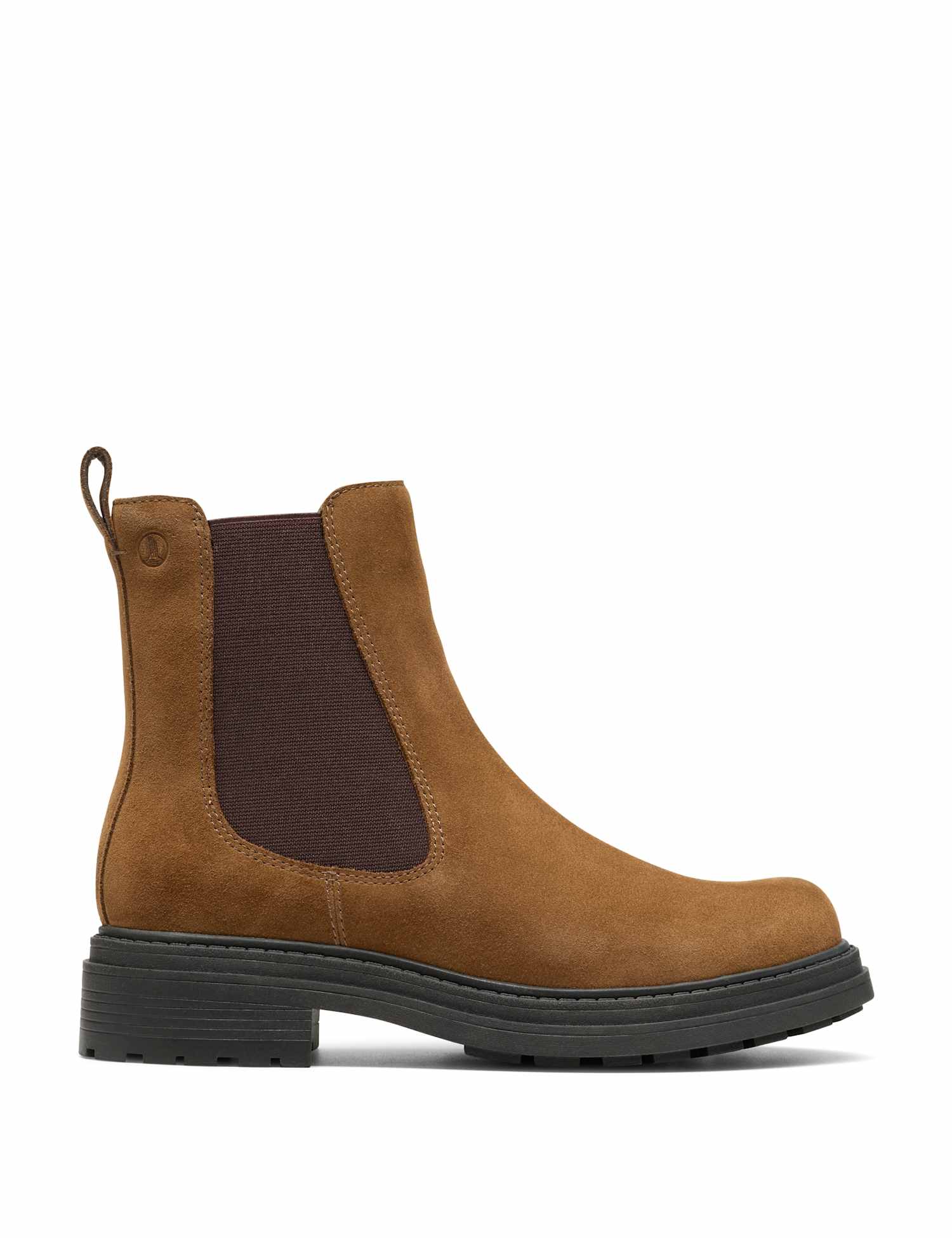 Clarks Suede Block Heel Chelsea Boots Brown