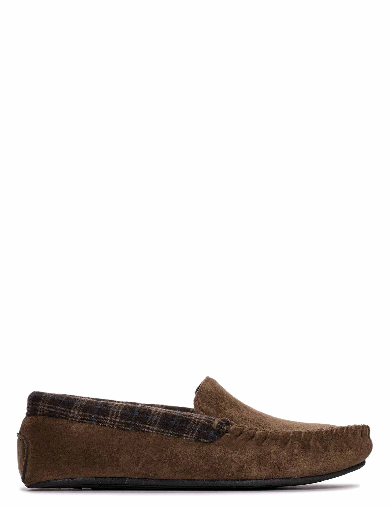 Clarks Faux Suede Moccasin Slippers Brown