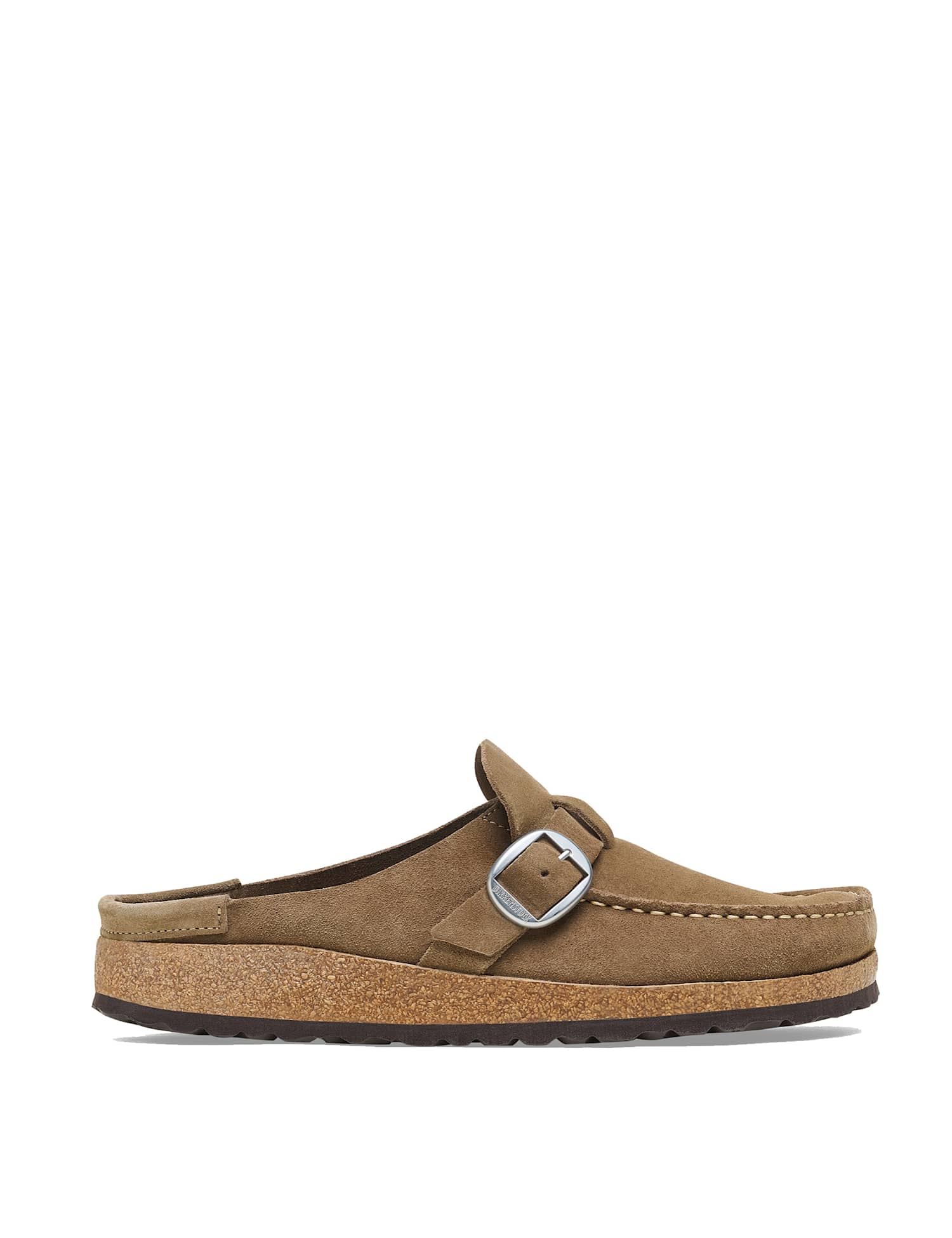 Birkenstock Buckley Suede Buckle Moccasin Clogs Brown