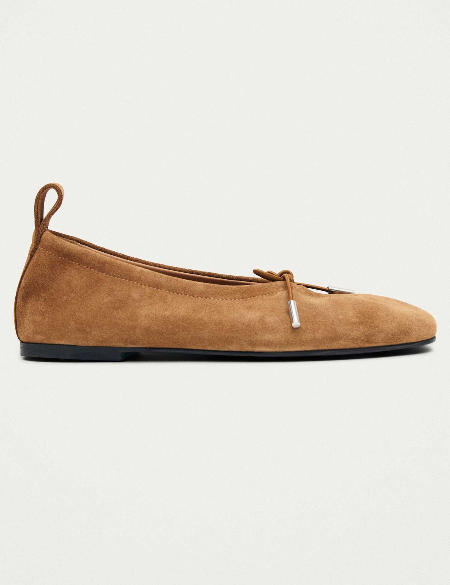 Alohas Suede Bow Flat Ballet Pumps Tan