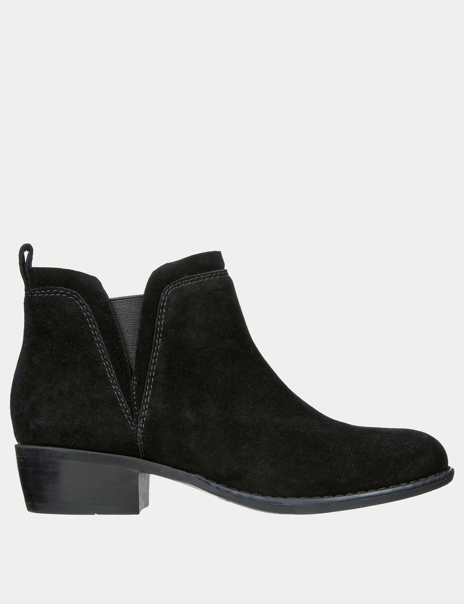Skechers Texas Rodeo Nght Suede Block Heel Ankle Boots Black