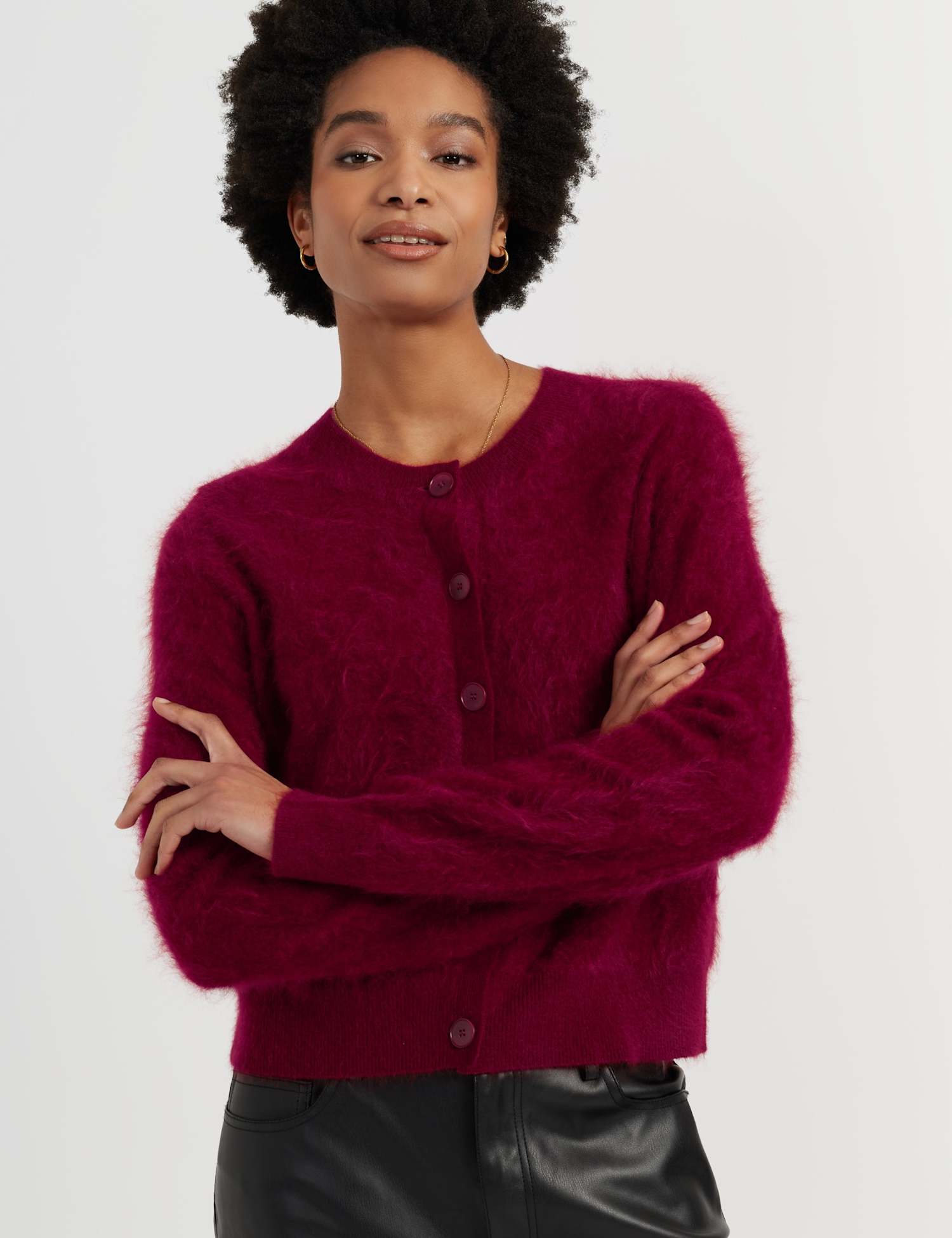 Chinti & Parker Brushed Pure Merino Wool Button Through Cardigan Red