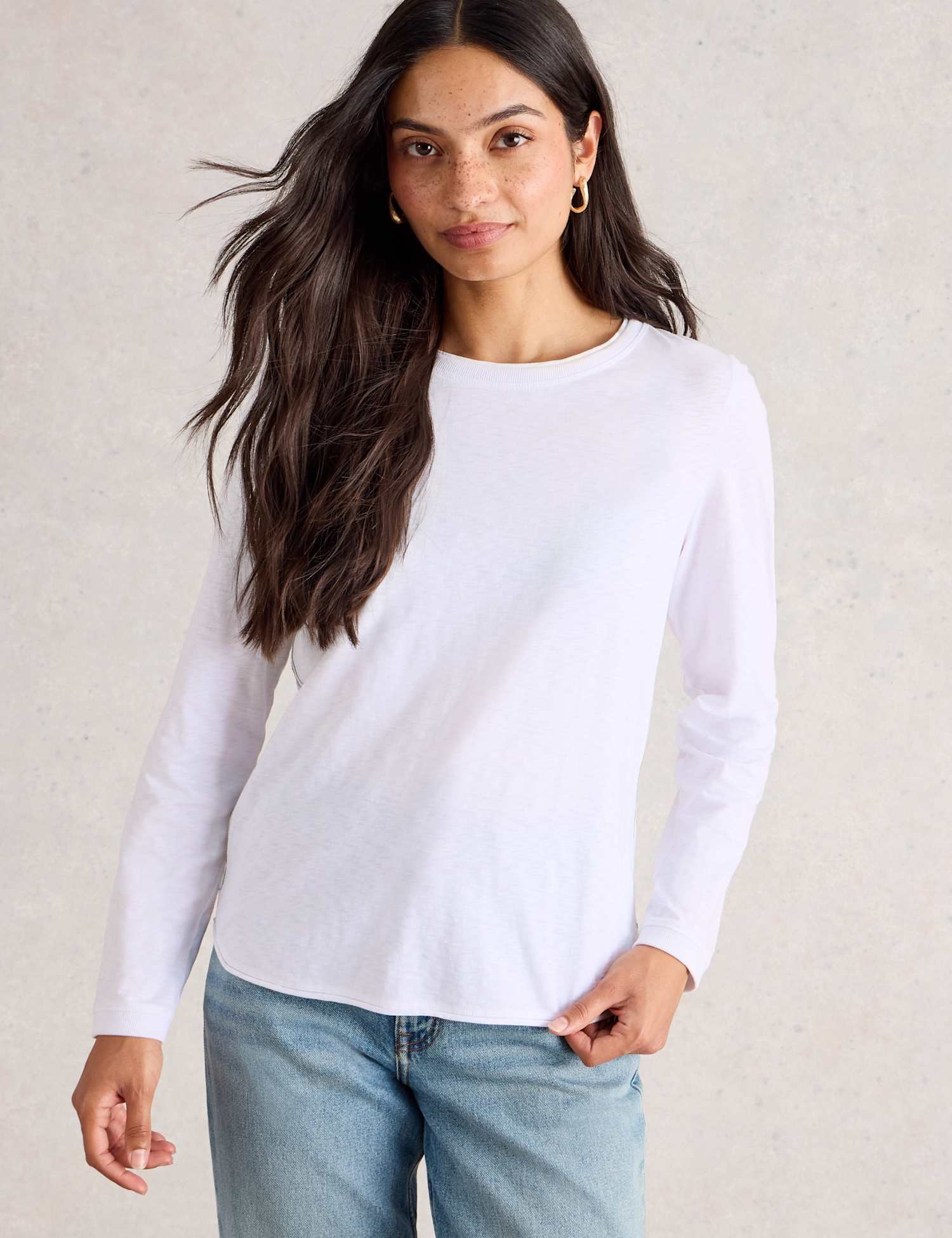 White Stuff Pure Cotton Printed T-Shirt White