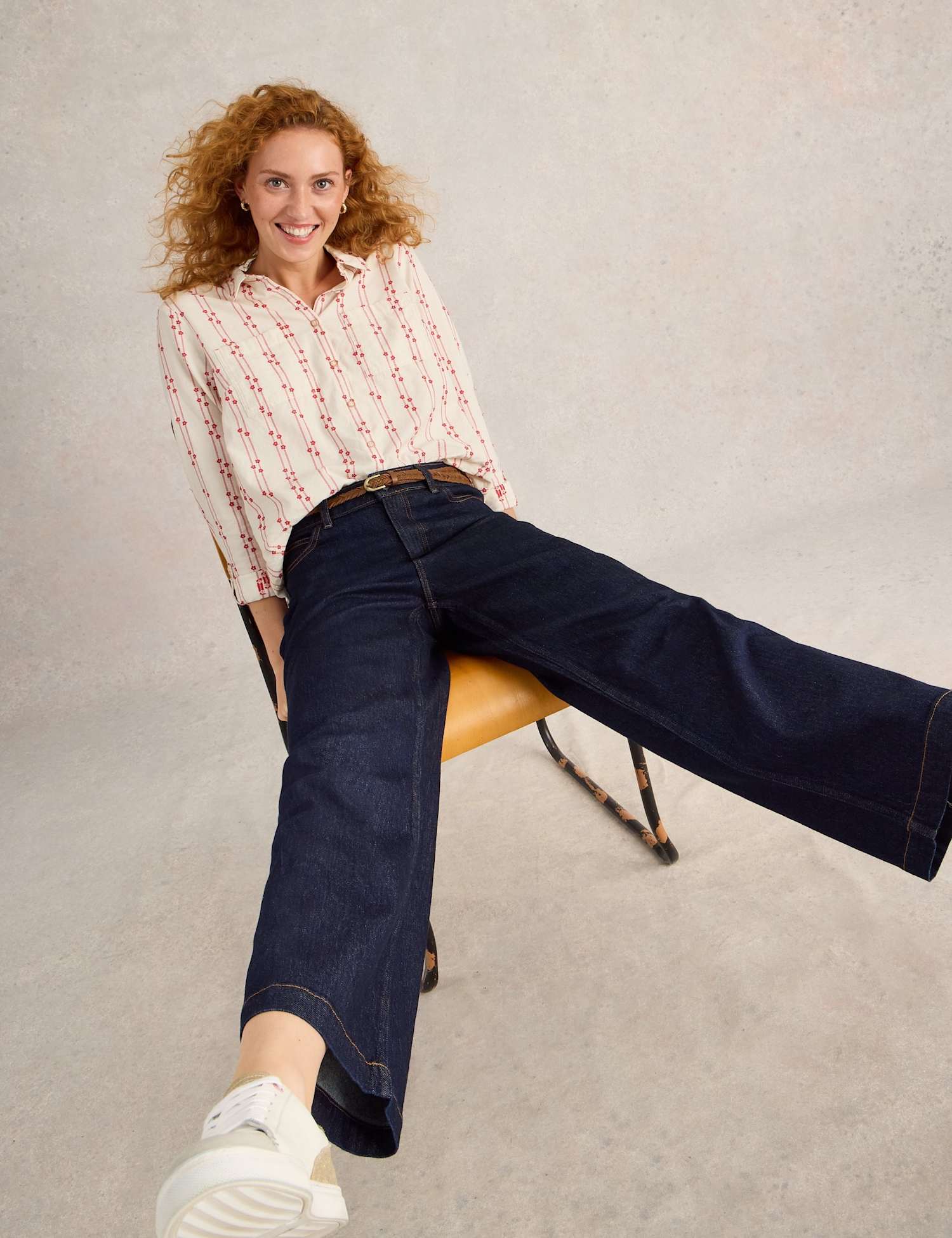 White Stuff Ayla Mid Rise Wide Leg Jeans Dark Denim