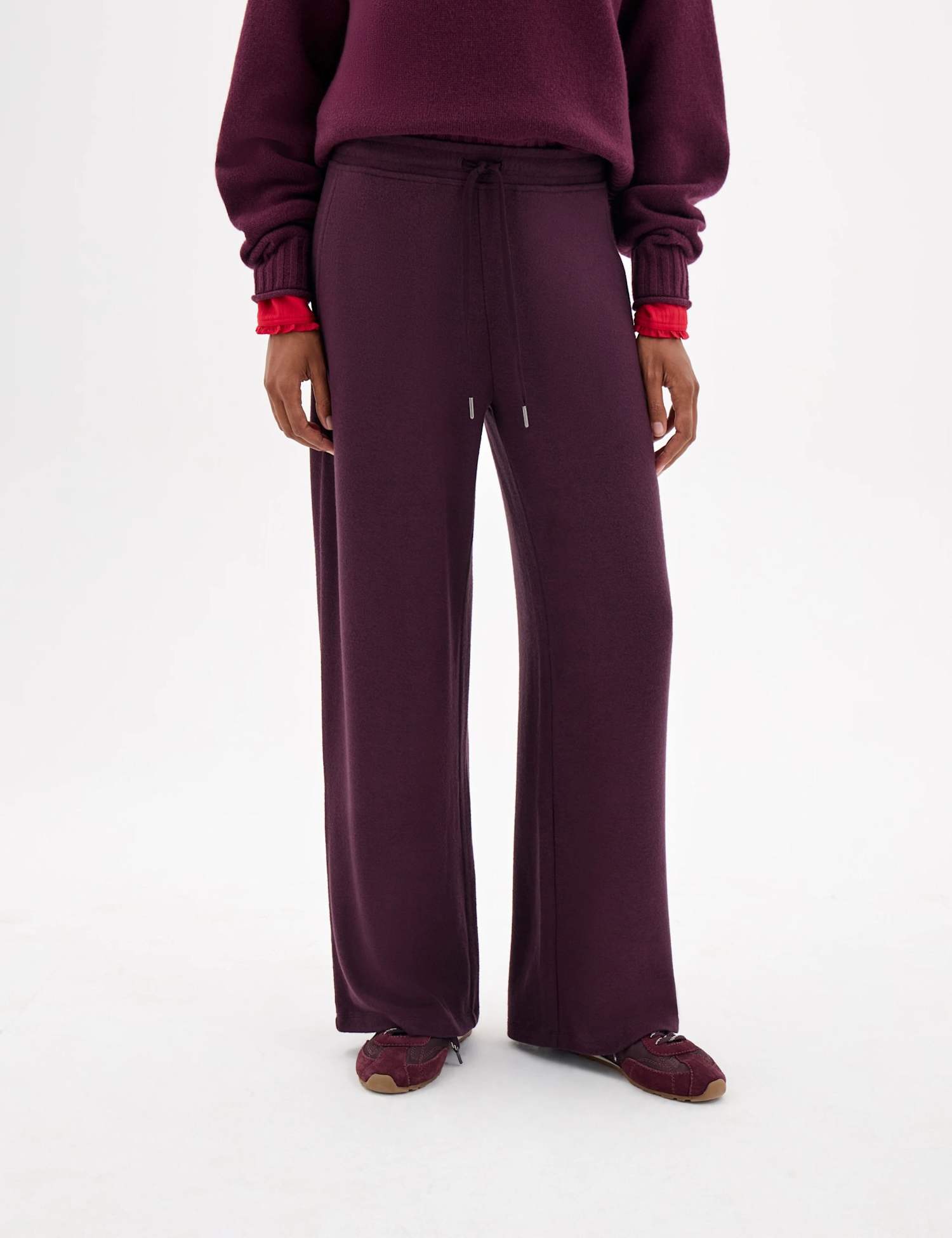 HUSH Supersoft Drawstring Wide Leg Joggers Plum