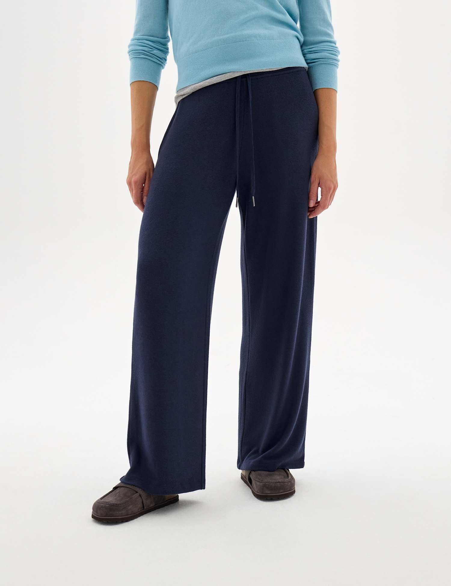 HUSH Supersoft Drawstring Wide Leg Joggers Dark Navy
